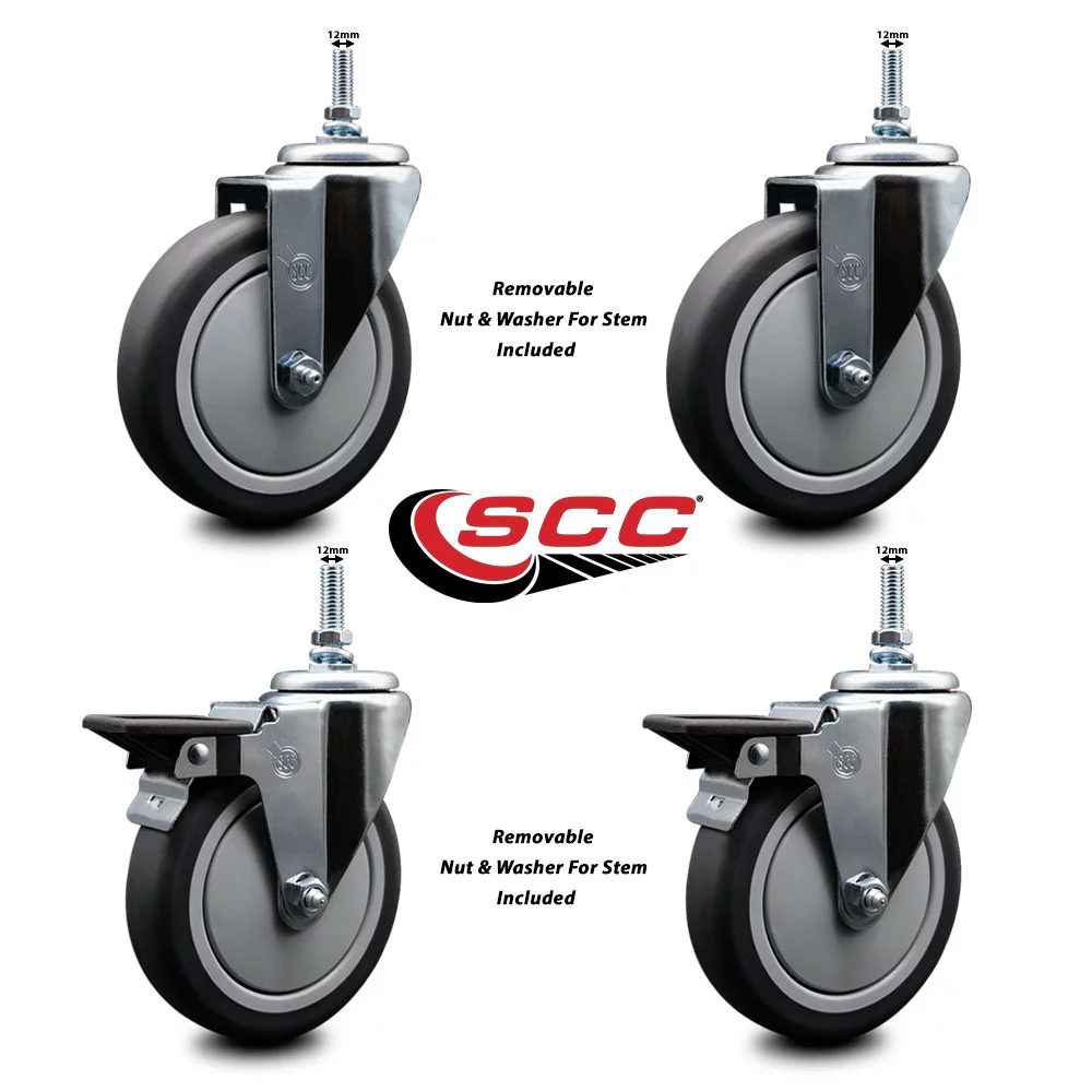 Thermoplastic Rubber Swivel Threaded Stem Caster Set of 4 - 5