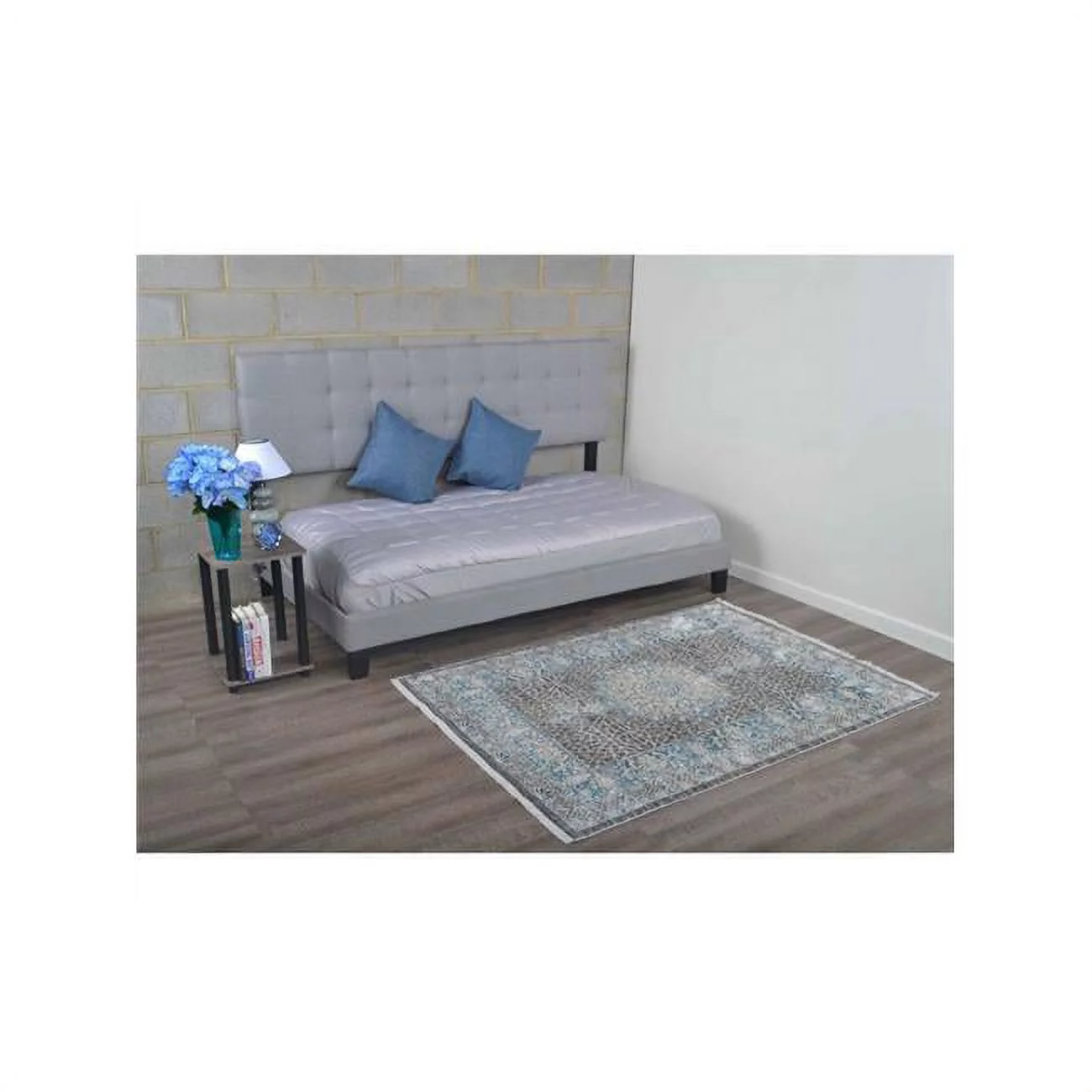 Glitzy Rugs  Machine Woven Crossweave Polyester Oriental Rectangle Area Rug - Black & Grey - 4 ft. 8 in. x 6 ft. 9 in.