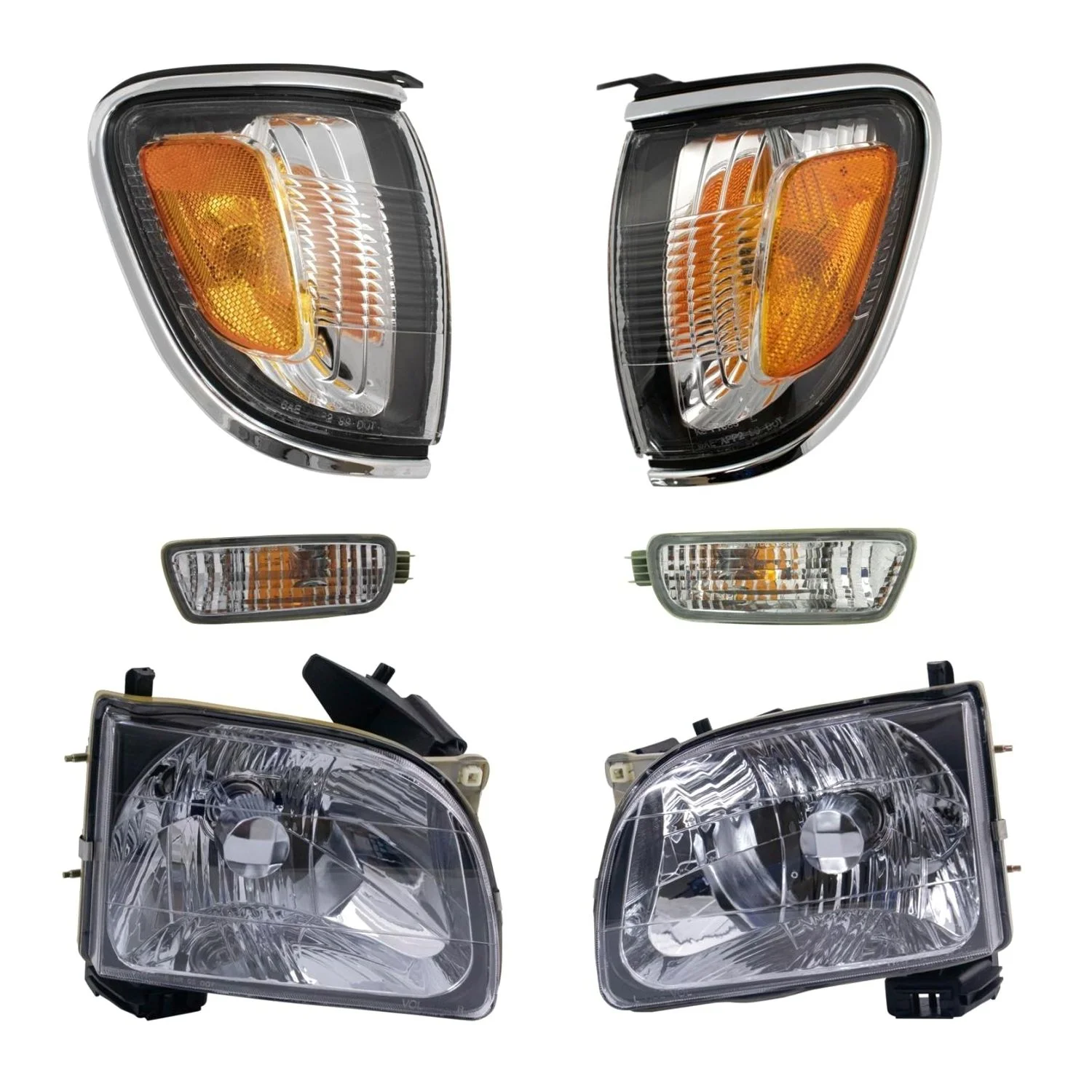 Geelife Headlights Corner Lights w/ Chrome Turn Parking Signal Lights Lamps Kit Set of 6