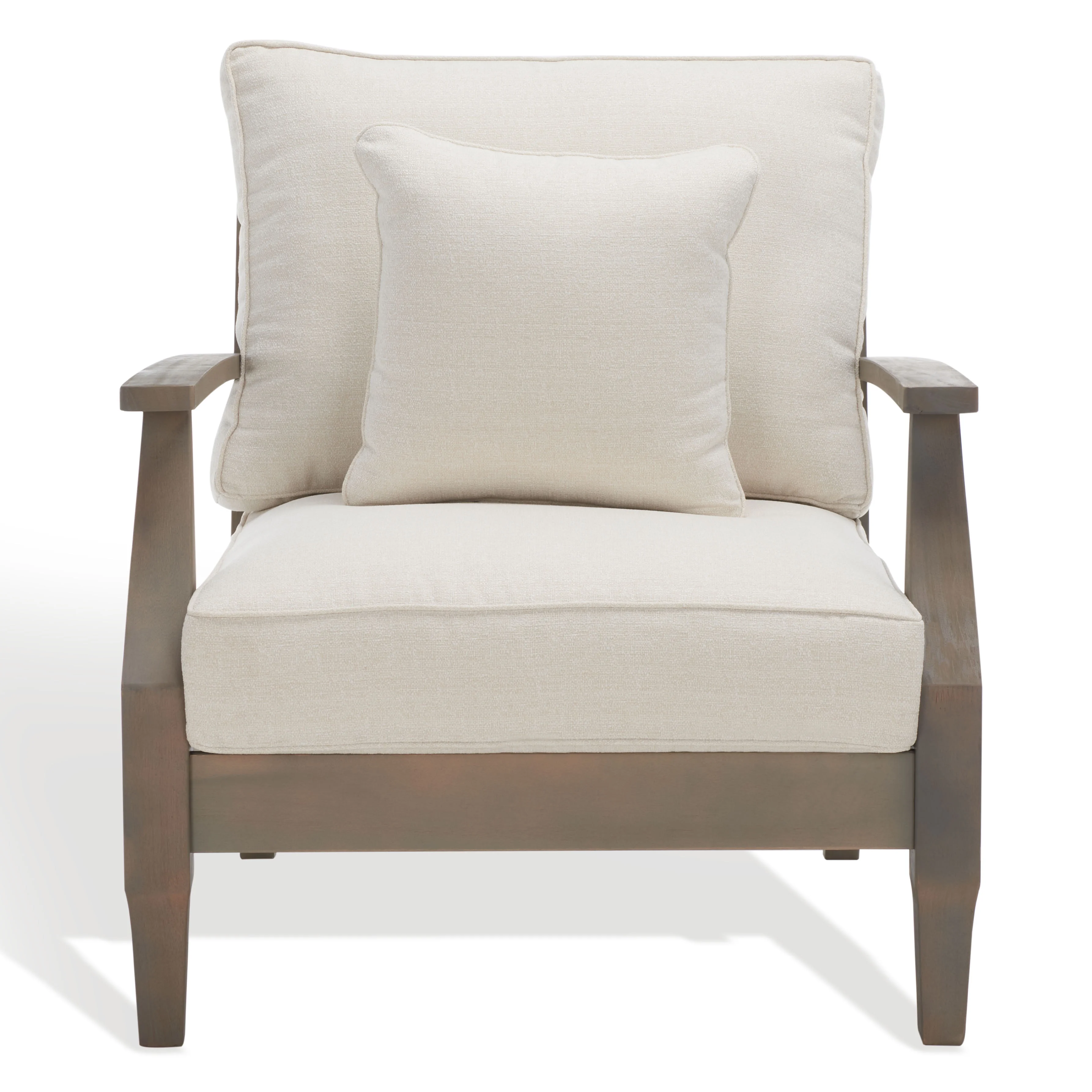 SAFAVIEH Couture Martinique Coastal Eucalyptus Wood Solid Armchair, Natural/Grey