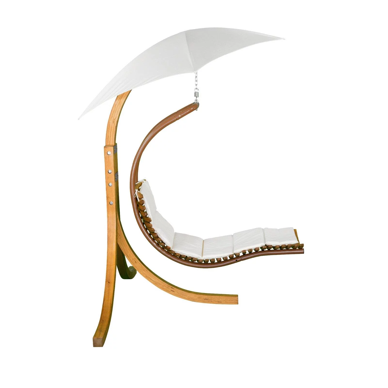 Leisure Season Wood Swing Lounge with Umbrella in Medium Brown