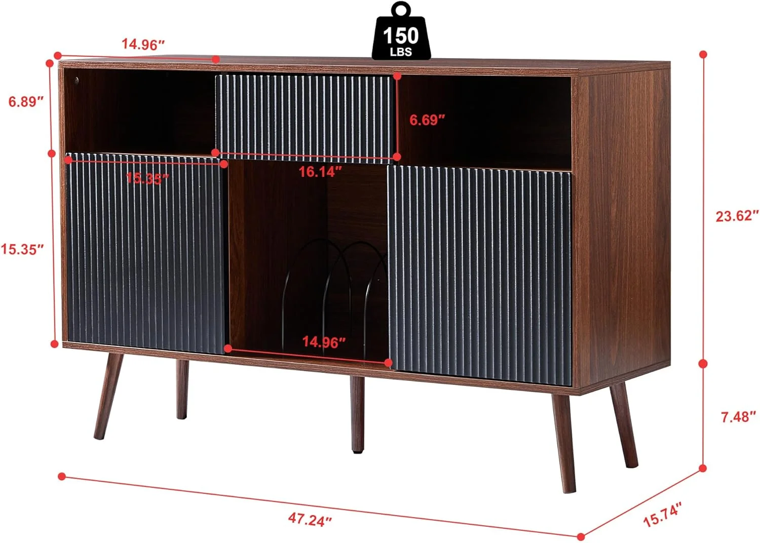 Wirrytor Large Record Player Stand with Drawer ,Turntable Stand with Record Storage,Vintage Vinyl Record Storage Cabinet,Record Player Table/TV Stand Holds Up to 350+ Albums for Living Room Bedroom