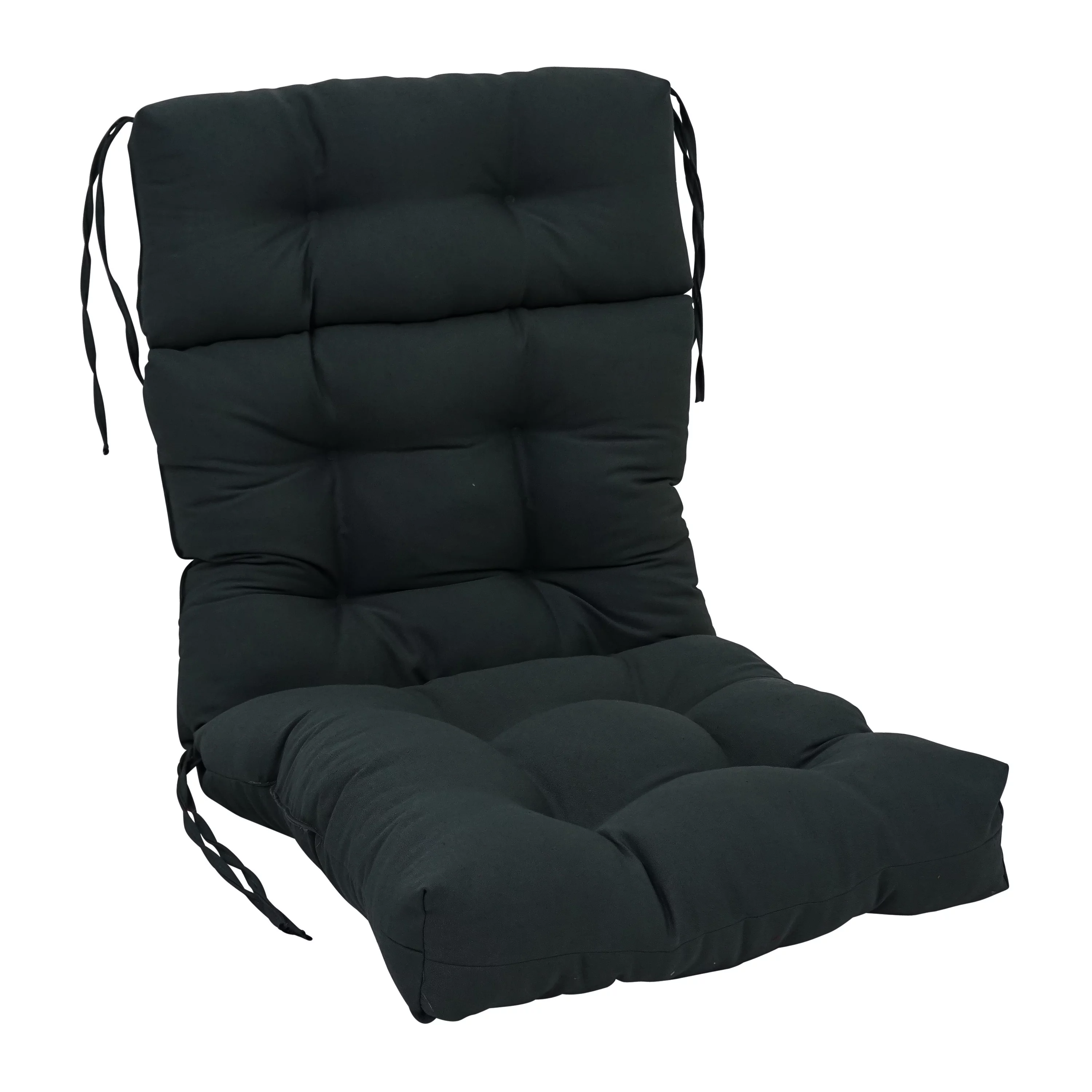 Blazing Needles  20 x 42 in. Solid Twill Tufted Chair Cushion, Black
