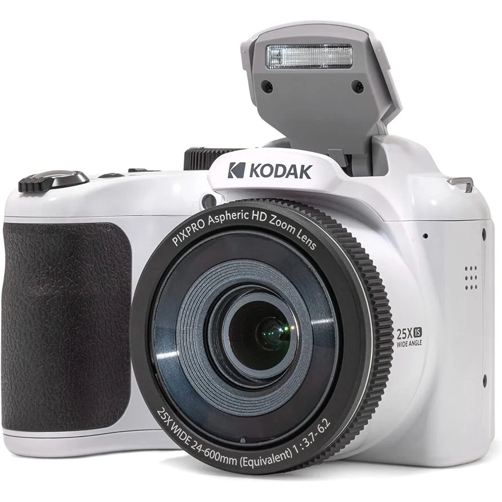 Kodak AZ255-WH PIXPRO Astro Zoom 16MP Digital Camera 25X Optical Zoom White Bundle with Lexar 32GB High-Performance 800x UHS-I SDHC Memory Card BLUE Series
