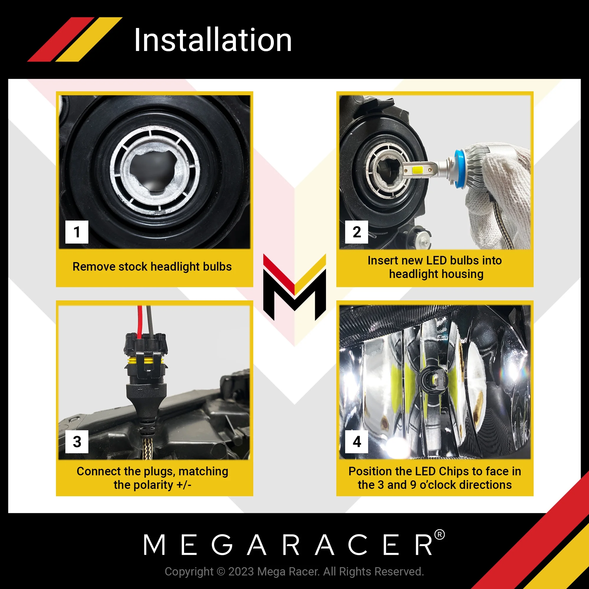 Mega Racer BMW 740i H11 H9 H8 LED Headlight Bulbs 6000K Diamond White 12V 40W 8000LM BMW 740i 2010 2011 2012 41193 Fog Light Automotive Replacement