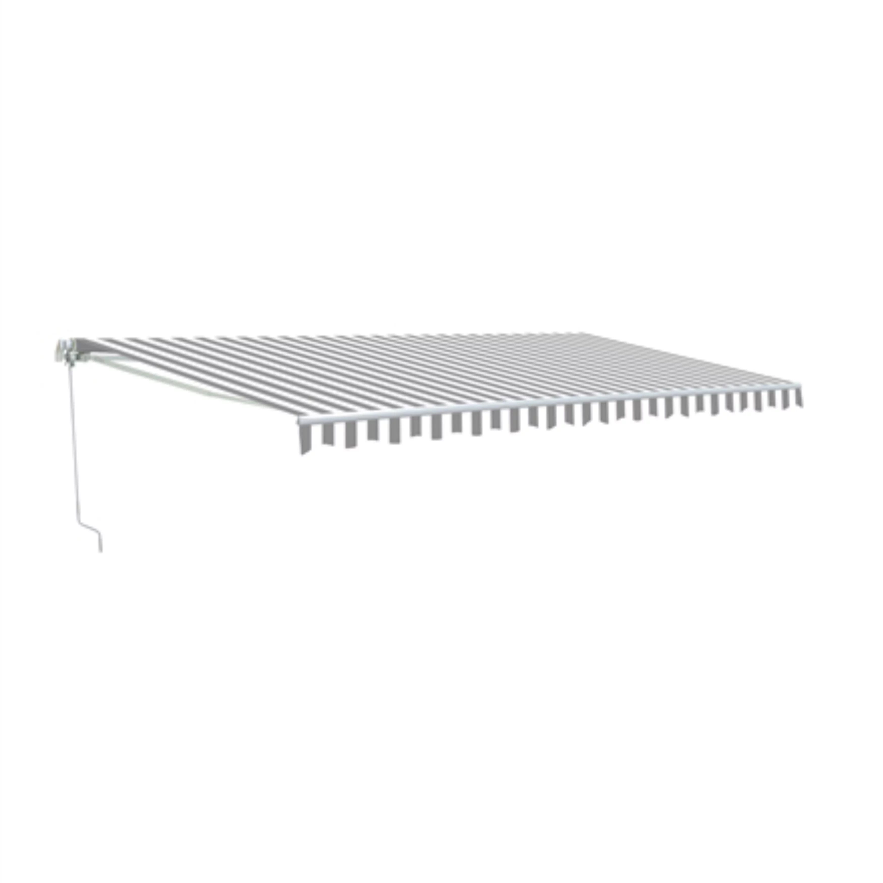 ALEKO 6.5' x 5' Retractable Motorized Patio Awning, Gray and White Striped Color