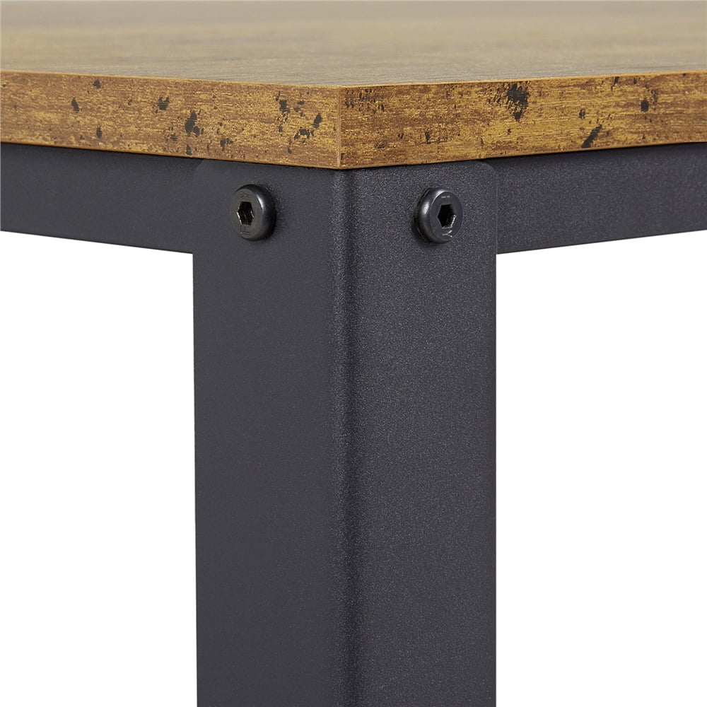 Topeakmart Industrial Wood Coffee Table Vintage Accent Table with Storage Shelf, Rustic Brown