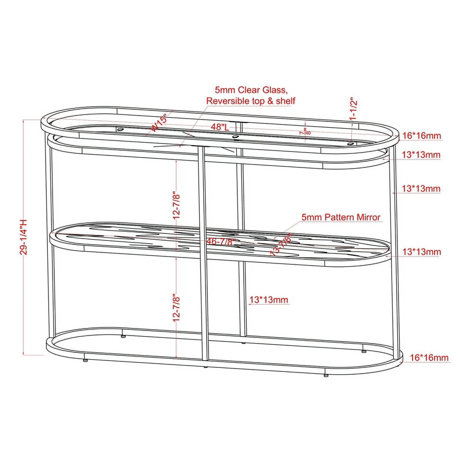 Furniture of America Ludington Metal 1-Shelf Waterfall Sofa Table in Chrome