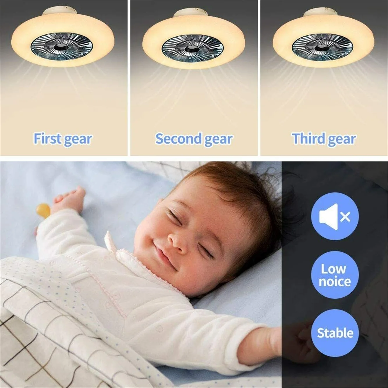 Remote Ceiling Fan with Light Kit-40W Modern Dimmable Ceiling Fan Lighting, 7 Invisible Blades