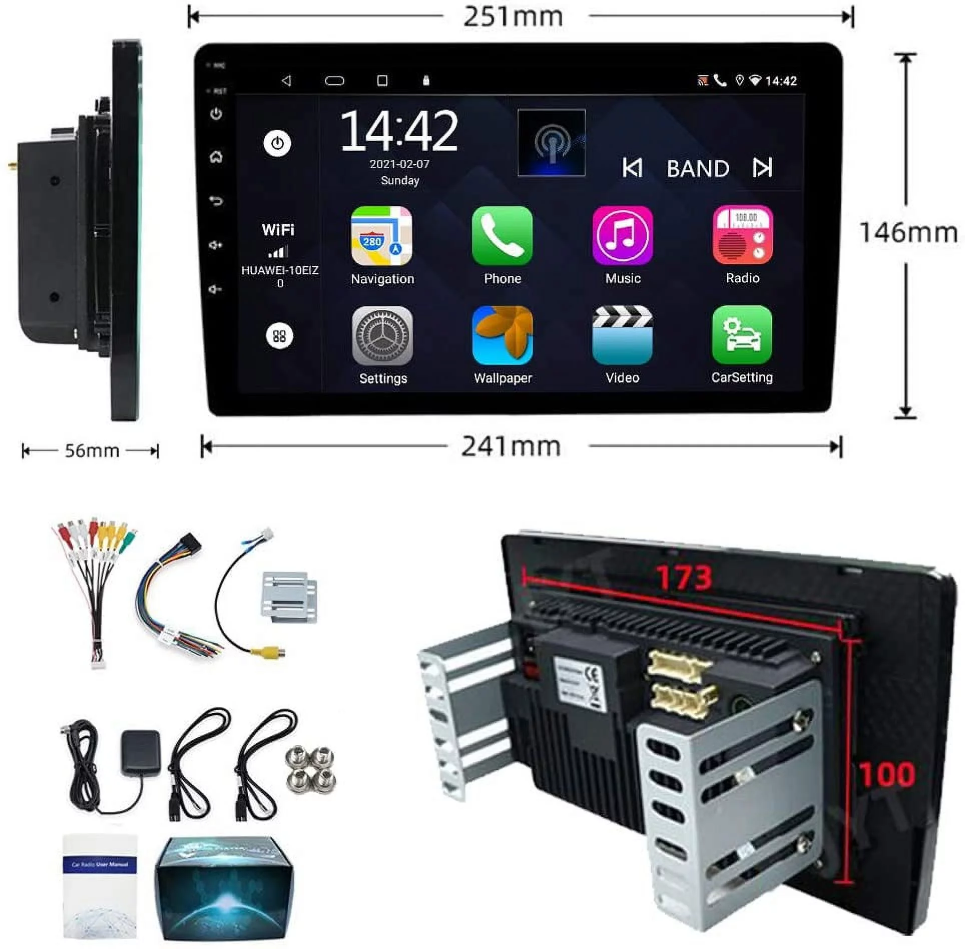 Binize Double Din Car Stereo  Wireless carplay Android auto 9 Inch Touch Screen Android Car Radio GPS Navigation Head Unit with FM, Bluetooth,Mirror Link