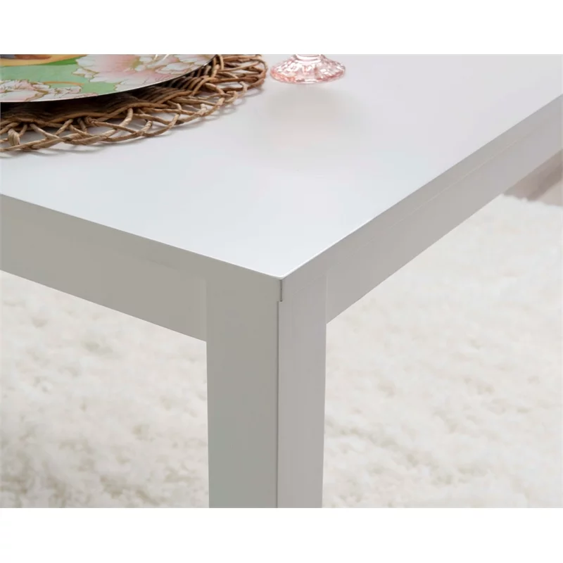 Linon Brit Wood Rectangle Dining Table with Glossy Lacquer Coating in White