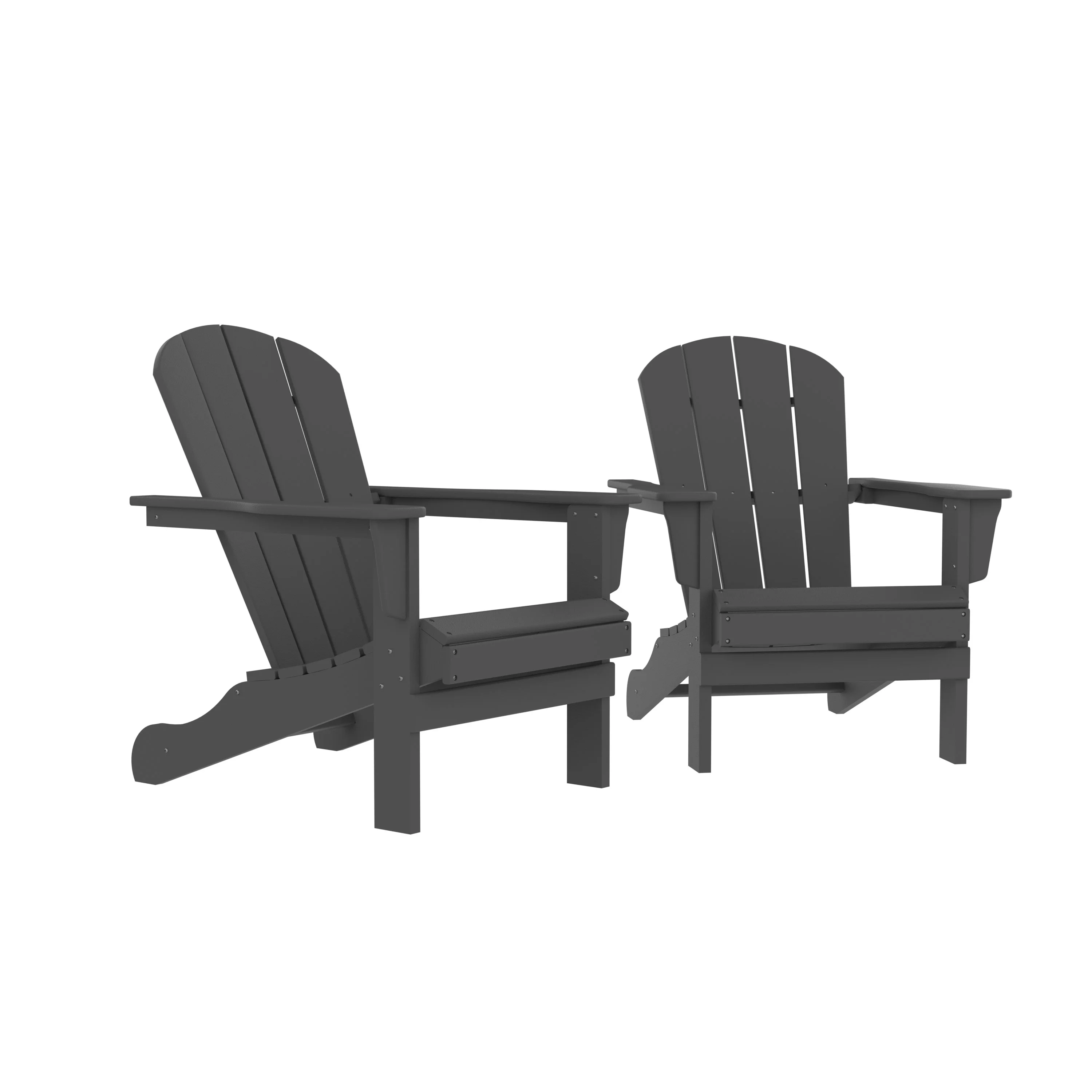 Kevinplus HDPE Adirondack Chair, Fire Pit Chairs, Sand Chair, Patio Outdoor Chairs,DPE Plastic Resin Deck Chair, lawn chairs, Adult Size ,Weather Resistant for Patio/ Backyard/Garden , Gray, Set of 2