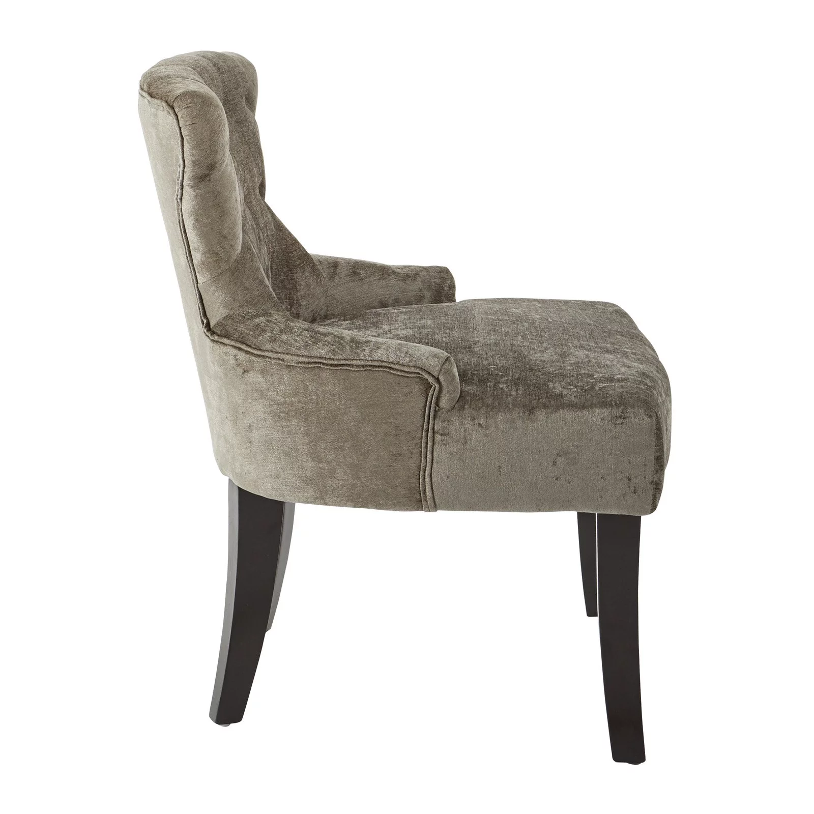 OSP Home Furnishings Curves Hour Glass Accent Chair in Butternut Velvet Fabric with Espresso Legs
