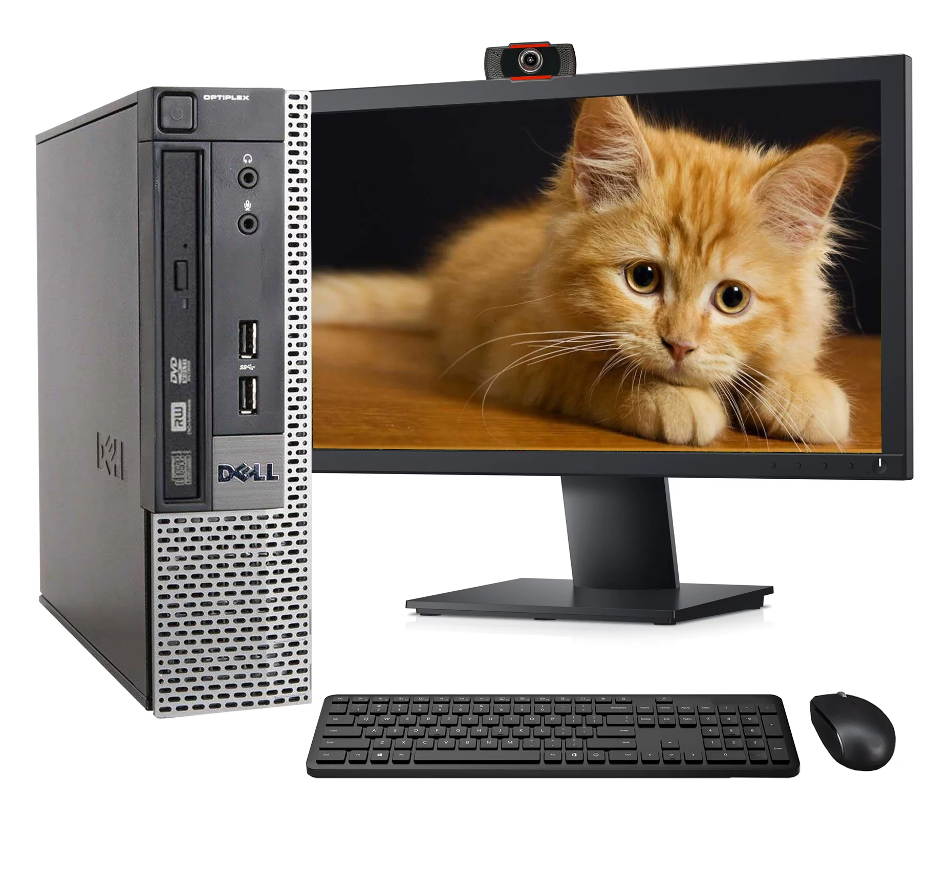 Restored Dell OptiPlex 7010 USFF Computer Desktop PC, Intel i5 3.2GHz, 8GB Ram, 500GB Hard Drive, Wifi & Bluetooth, Wireless Keyboard And Mouse, 24 Inch FHD Monitor, Webcam, Windows 10 (Refurbished)