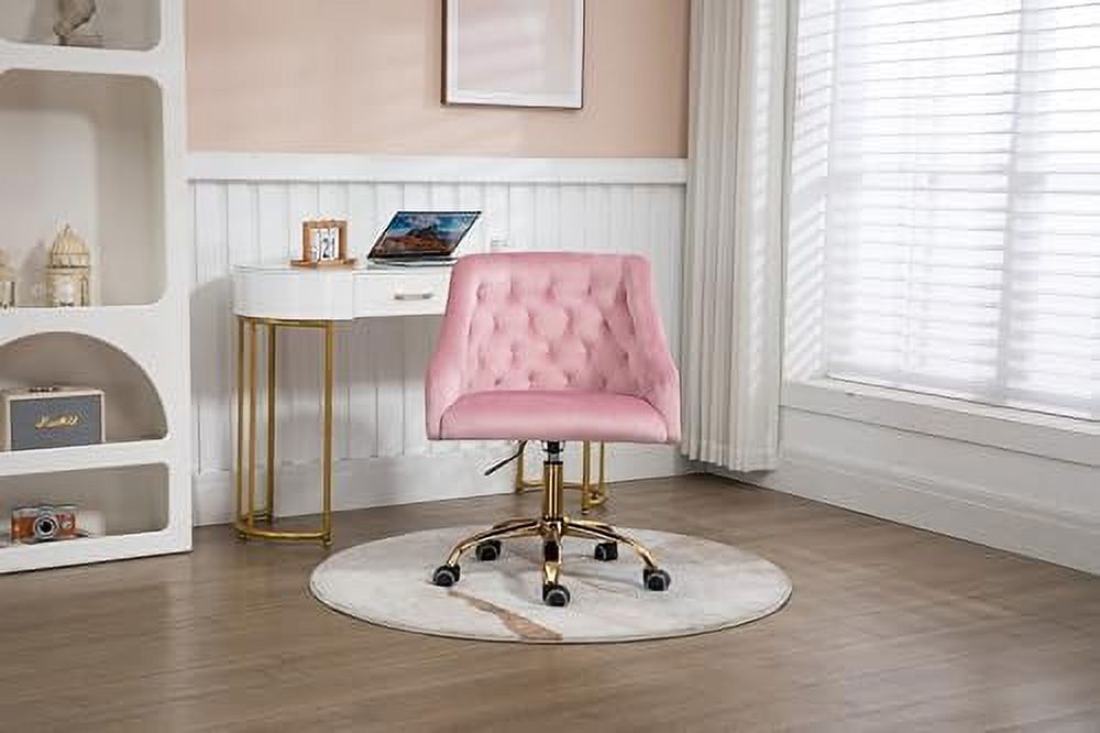 CHNBVC Comfy Home Office Task Chair with Wheels  Cute Modern Upholstered Velvet Seashell Back Adjustable Swivel Vanity Desk Chair  for Women  for   for Girls  Living Room(Bright Blue)