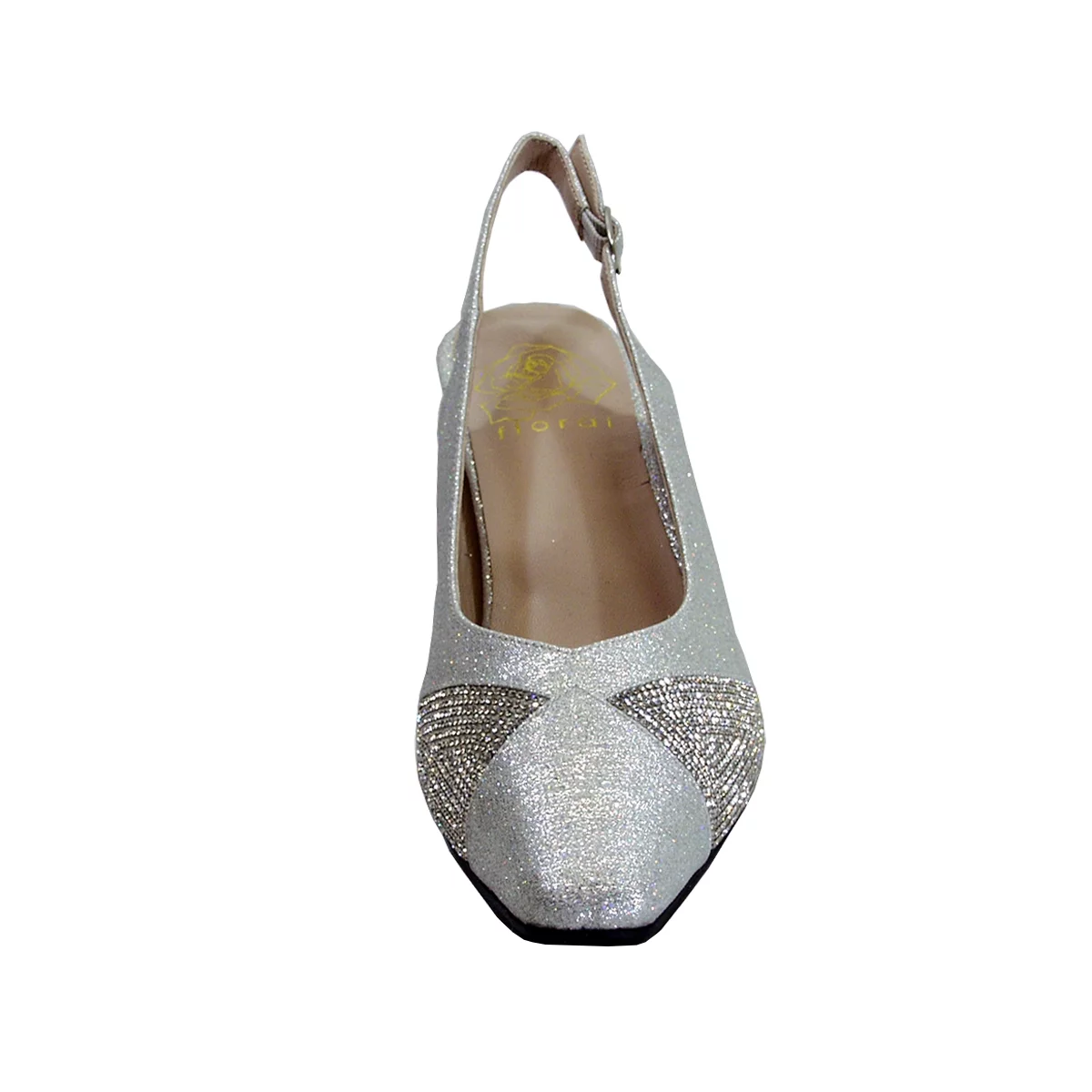 FLORAL Polly Women's Wide Width Slingback Dress Pumps SILVER 11