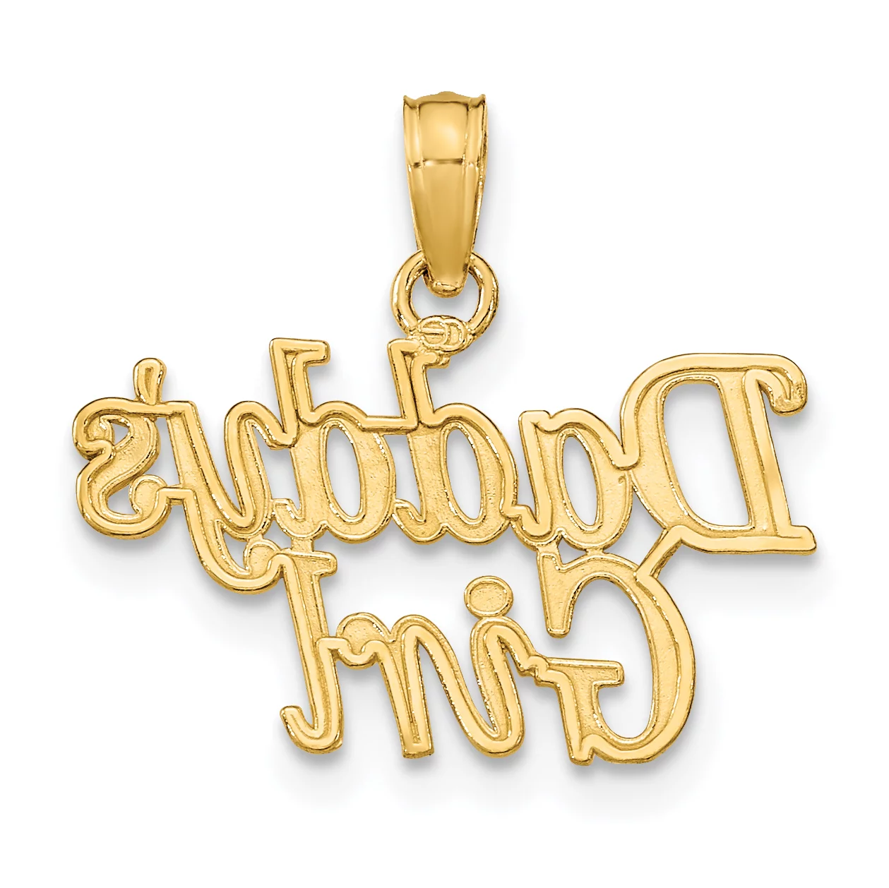 Carat in Karats 10K Yellow Gold Daddy's Girl Pendant Charm (16.2mm x 18.7mm) With 14K Yellow Gold Lightweight Rope Chain Necklace 20''