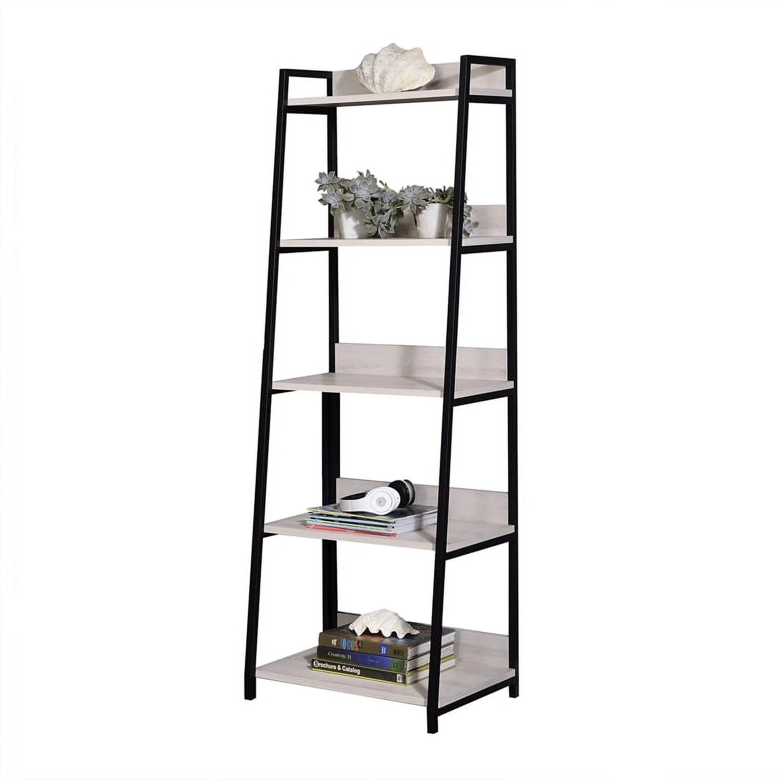 Bowery Hill Contemporary Bookshelf in Natural and Black