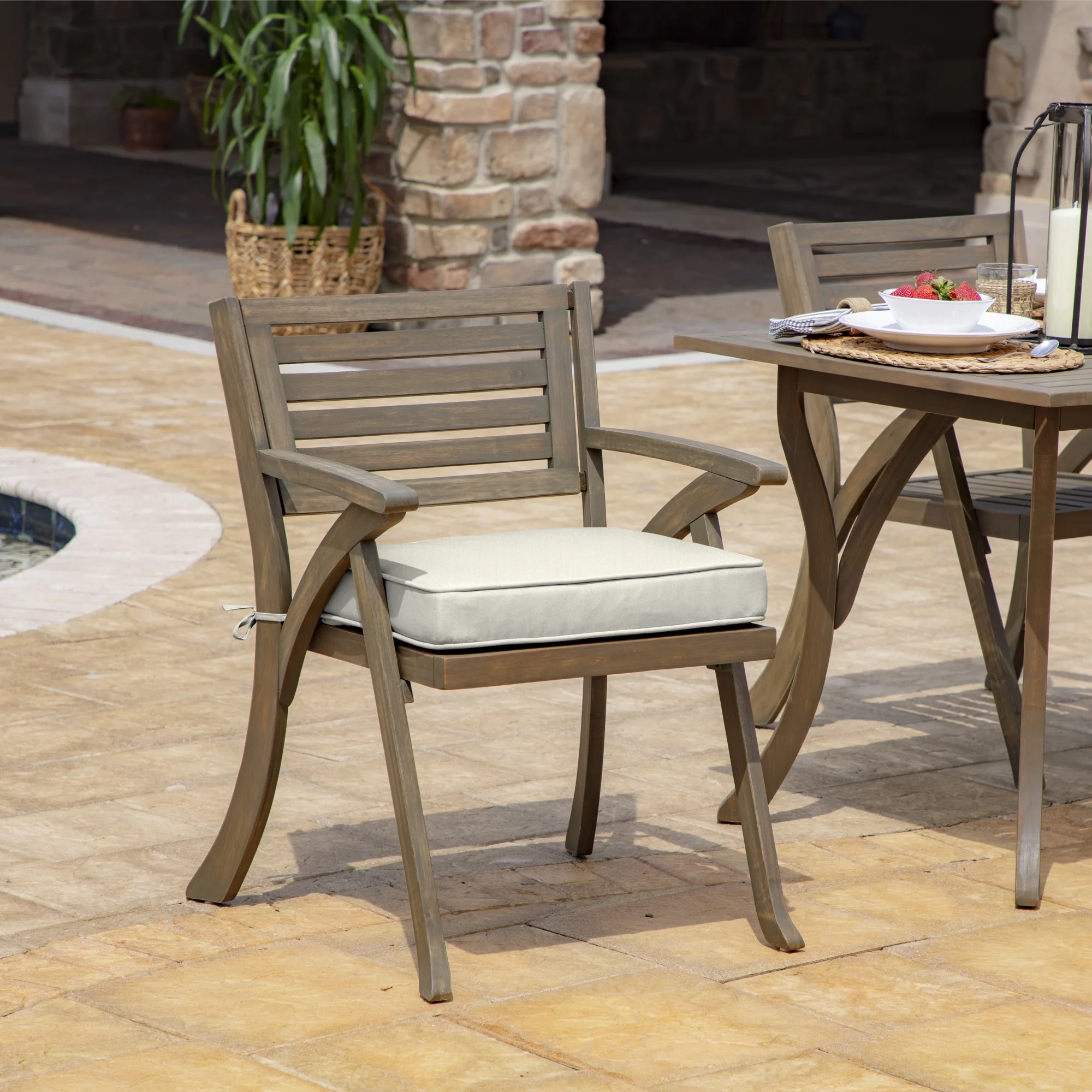 Arden Selections ProFoam EverTru Acrylic 19 x 20 x 3.5 Inch Rounded Back Outdoor Dining Cushion, Cream