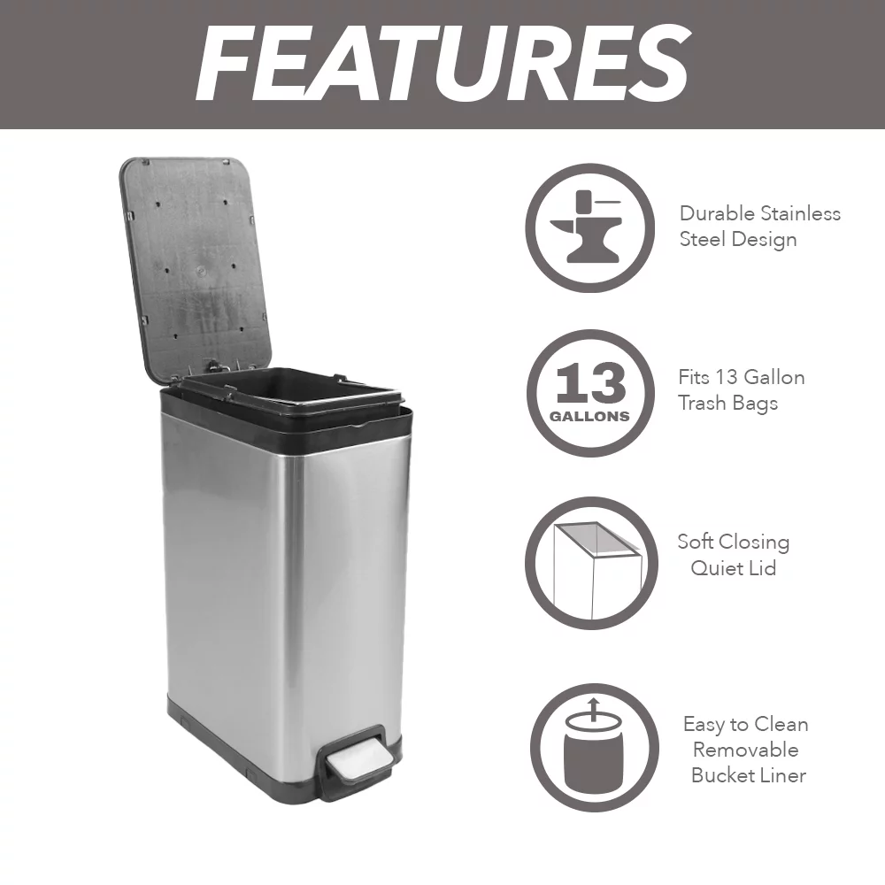 Better Homes & Gardens 7.9 Gallon Trash Can Stainless Steel Kitchen Trash Can