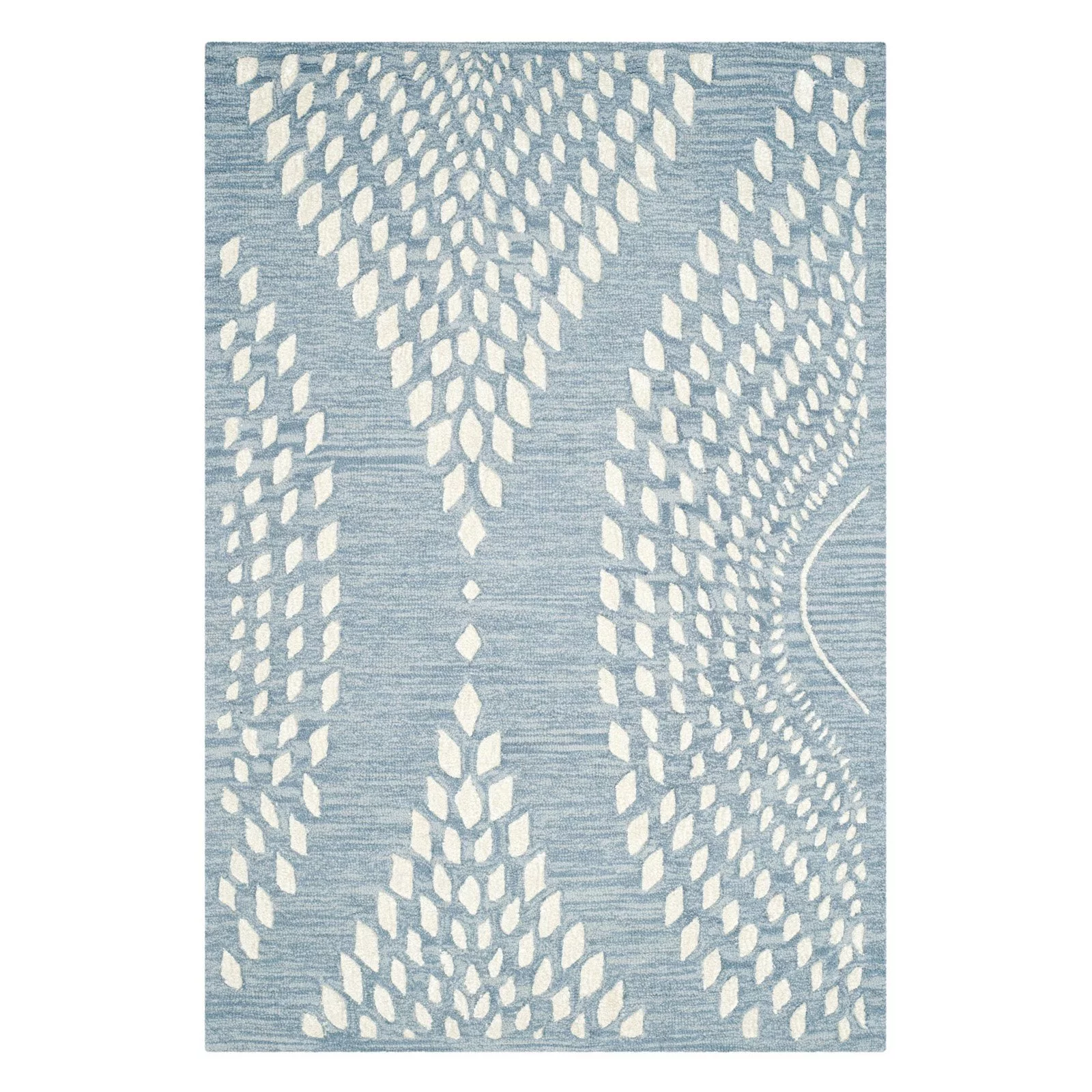 SAFAVIEH Bella Elisie Abstract Floral Leaf Wool Area Rug, Blue/Ivory, 2'6