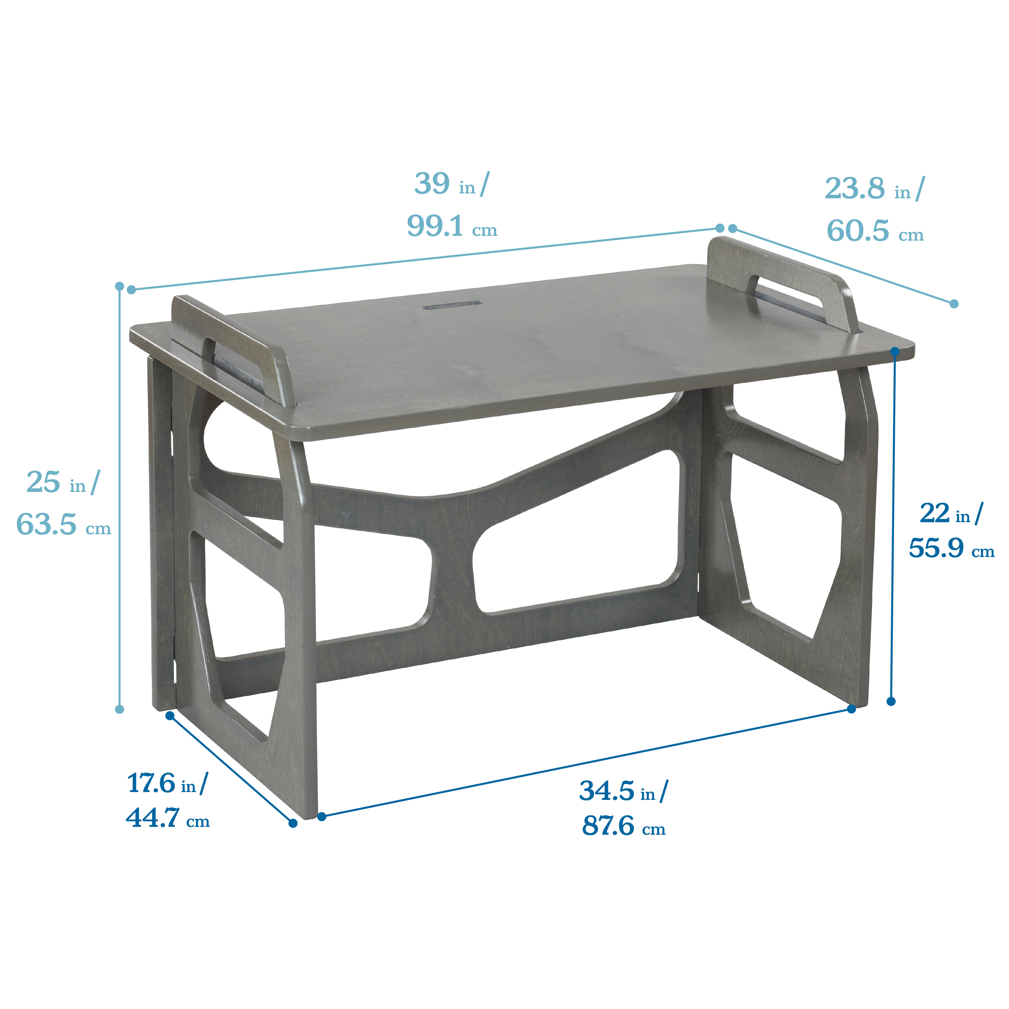 ECR4Kids StudyStation Desk, Grey Wash