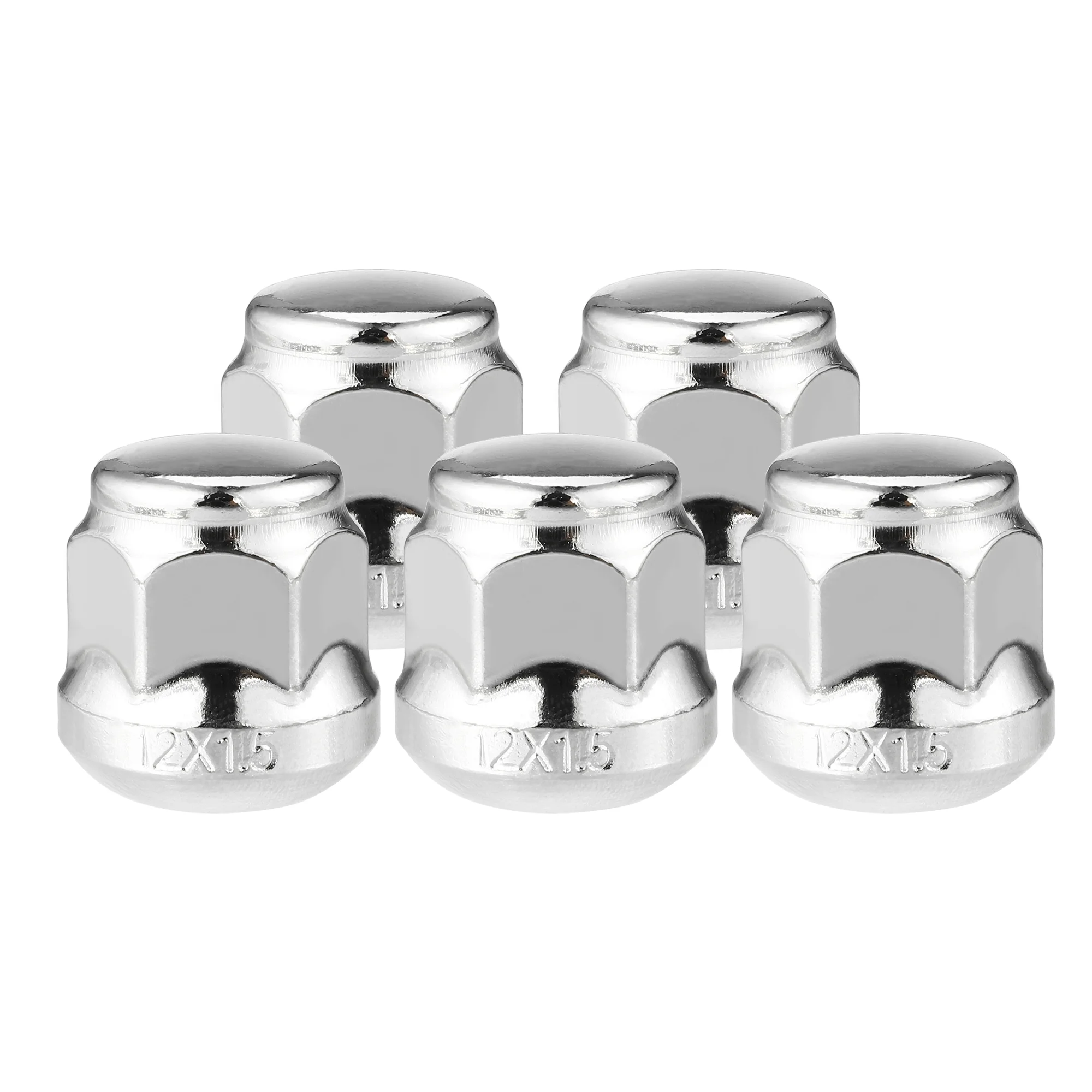 5 Pcs Wheel Lug Nuts Compatible for Honda Accord Civic Chorme Plated M12x1.5 Silver Tone Tire Lugnuts