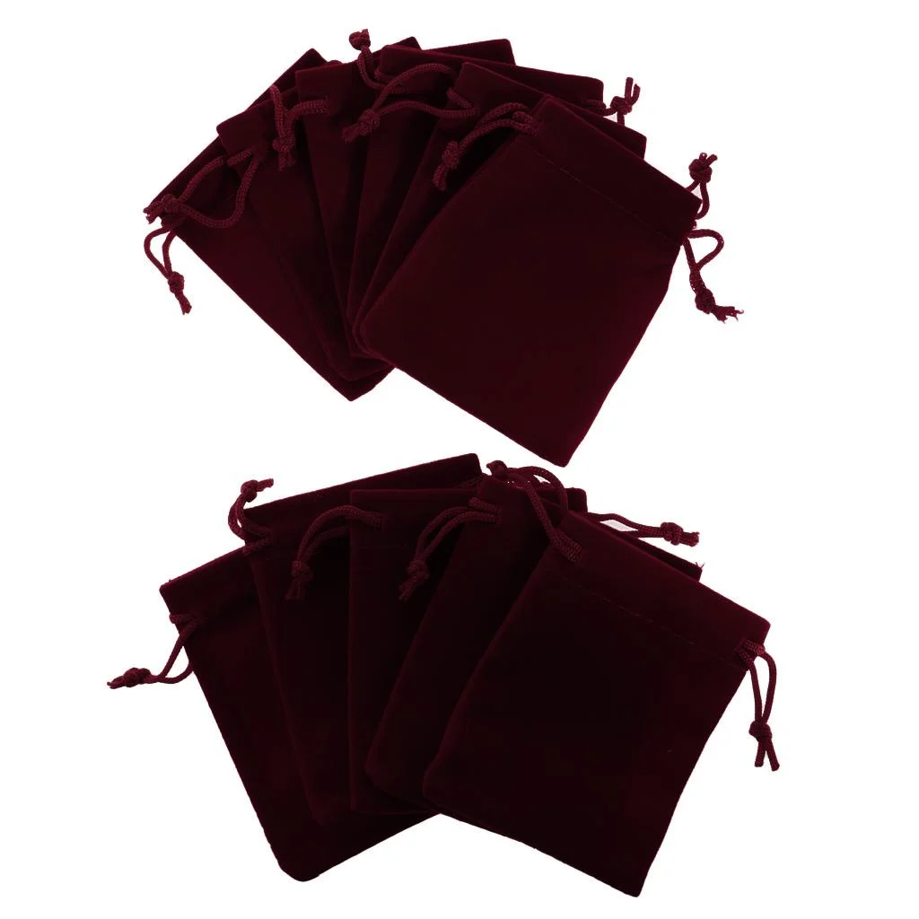 HOMYL 6x10 pieces Velvet Bags Wedding Party Gift Drawstring Jewelry Pouches Red