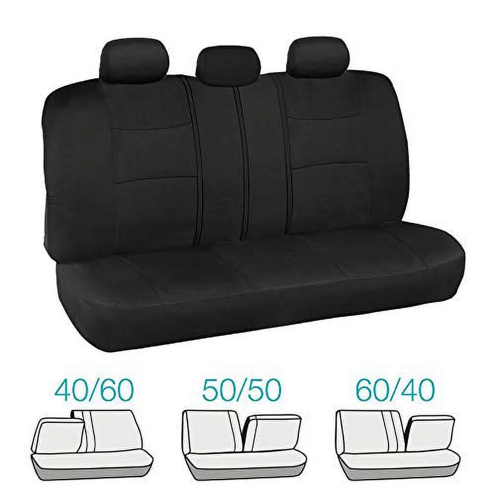 BDK PolyCloth Car Seat Covers, 2-Tone Split Bench Easy Wrap Full Set