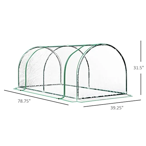 Outsunny 7' x 3' x 2.5' Mini Greenhouse, Portable Tunnel Green House with Roll-Up Zippered Door, UV Waterproof Cover, Steel Frame, Clear