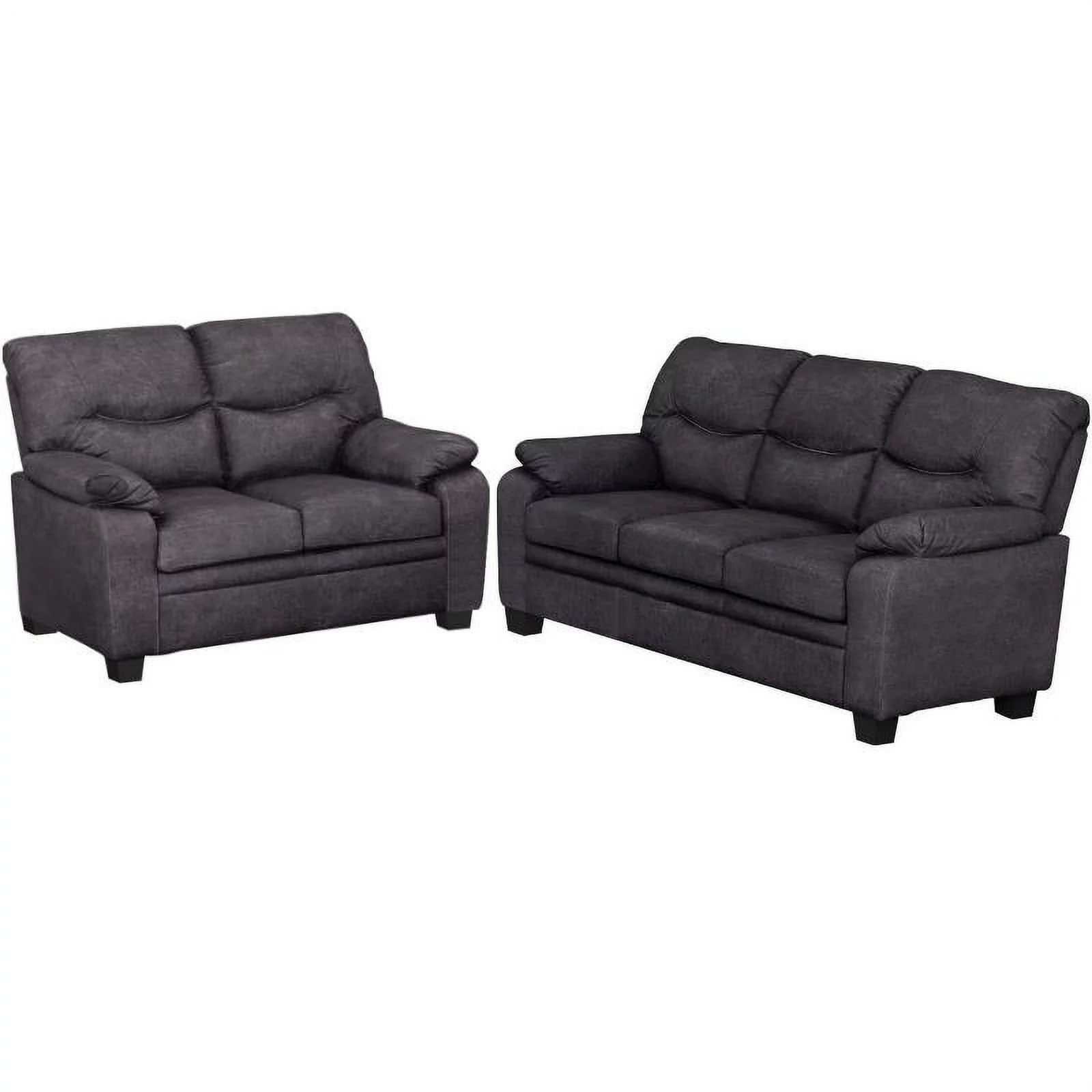 Home Square 2 Piece Set with Upholstered Sofa & Upholstered Loveseat in Charcoal