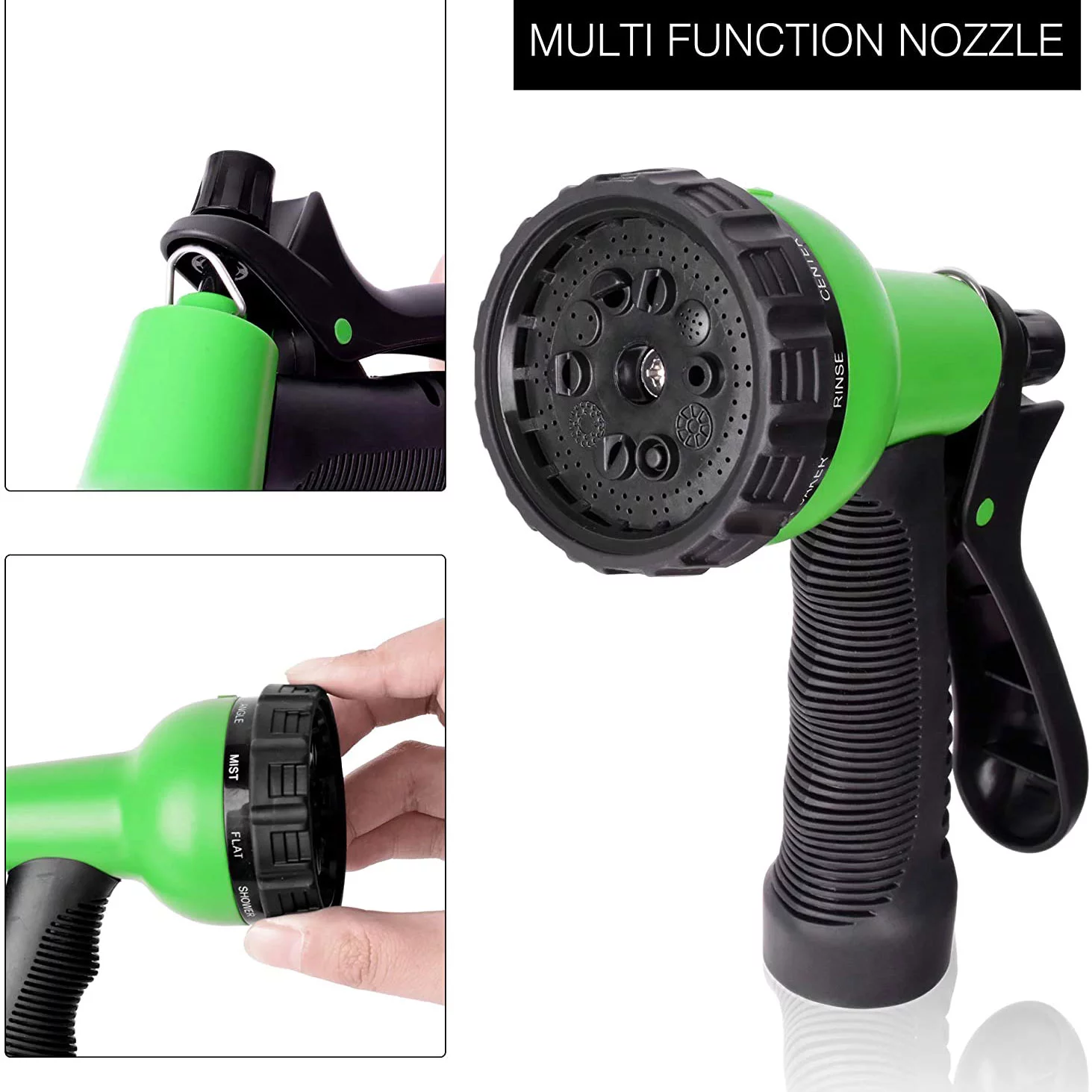 Specilite Heavy Duty 50 Foot Stainless Steel 10 Spray Pattern Nozzle Garden Hose