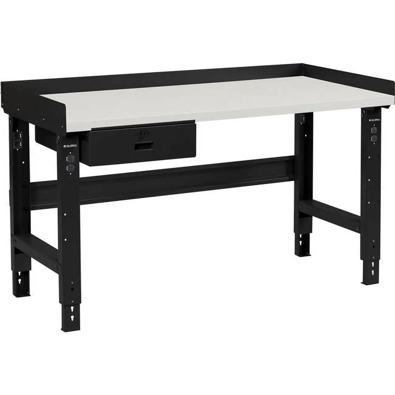 Adjustable Height Workbench with Drawer & Riser, Plastic Laminate Square Top - Black - 48 x 30 in.
