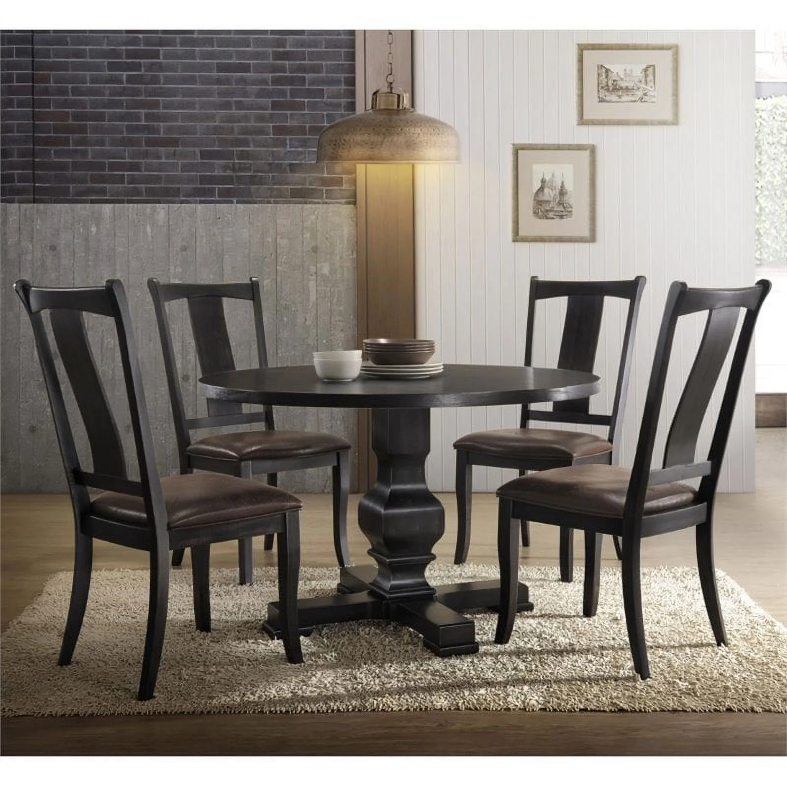 Carson 47 Inch Round Pedestal Table Black