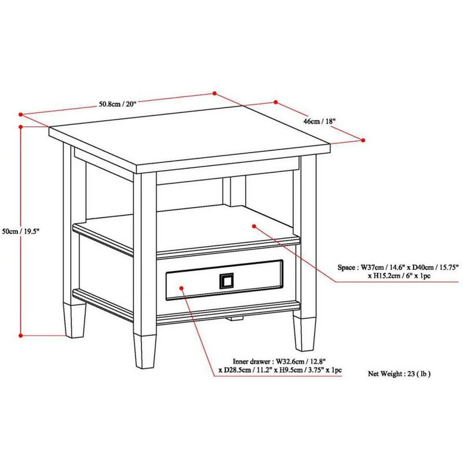 Home Square 2-Piece Wood 20