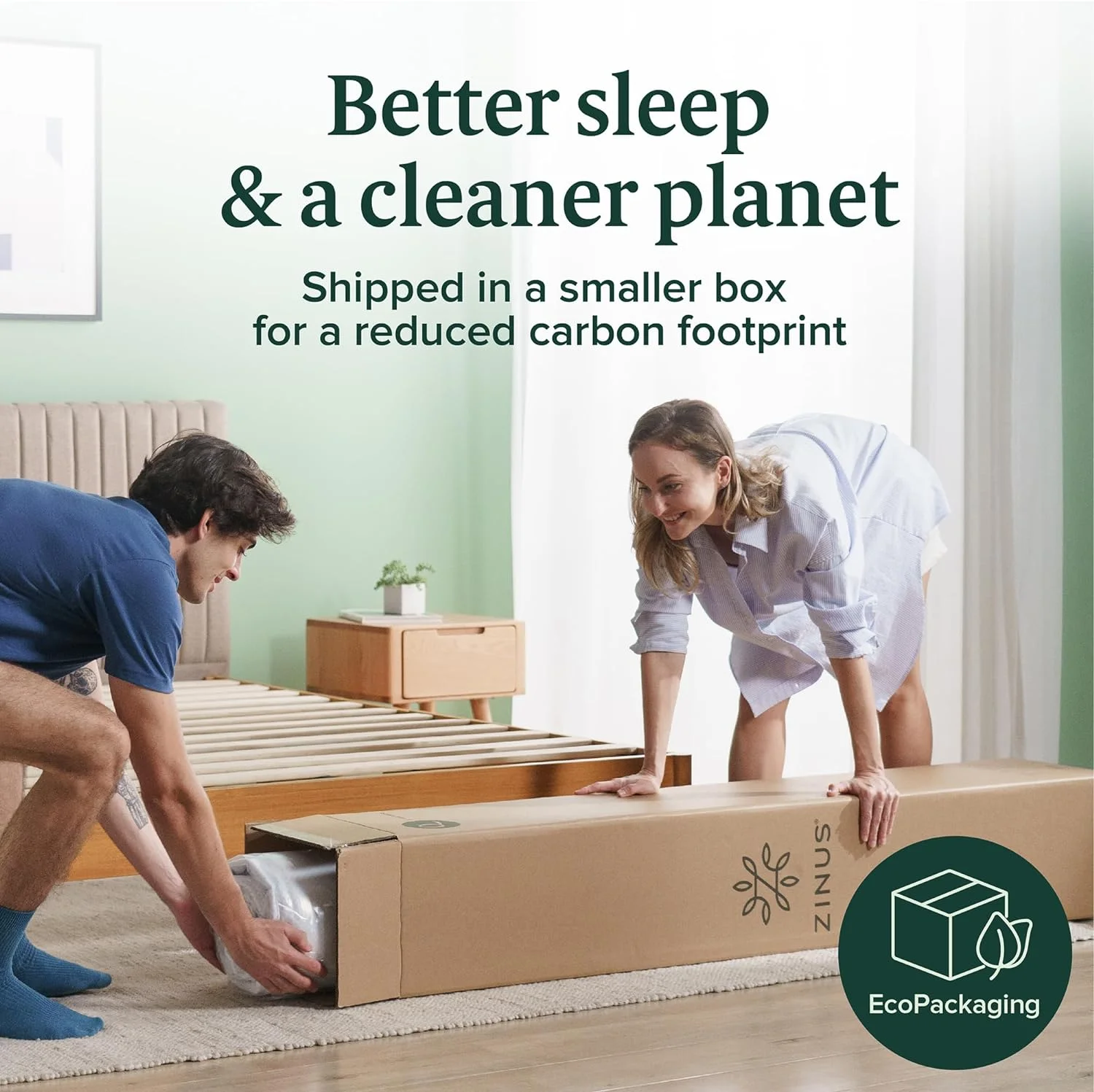 YUMIAO 8 Inch Green Tea Memory Foam Mattress [New Version], Fiberglass Free, Medium Firm Feel, Zoned Pressure Relief, Certified Safe Foams & Fabric, Bed-in-A-Box, Full