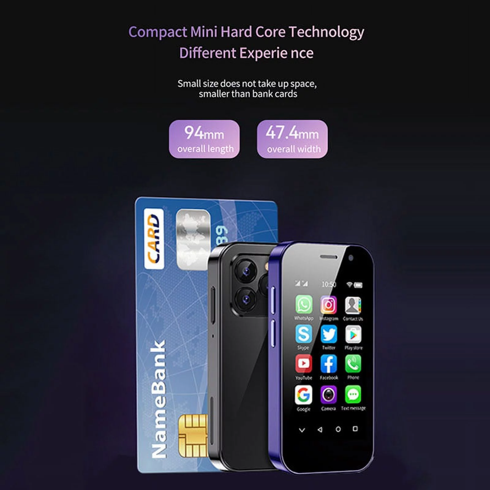 SOYES XS14 Pro 3.0 Inch 4G Mini Smartphone Android 9 Dual SIM Face ID Dual Camera WIFI Bluetooth FM Hotspot GPS OTG Mobile Phone