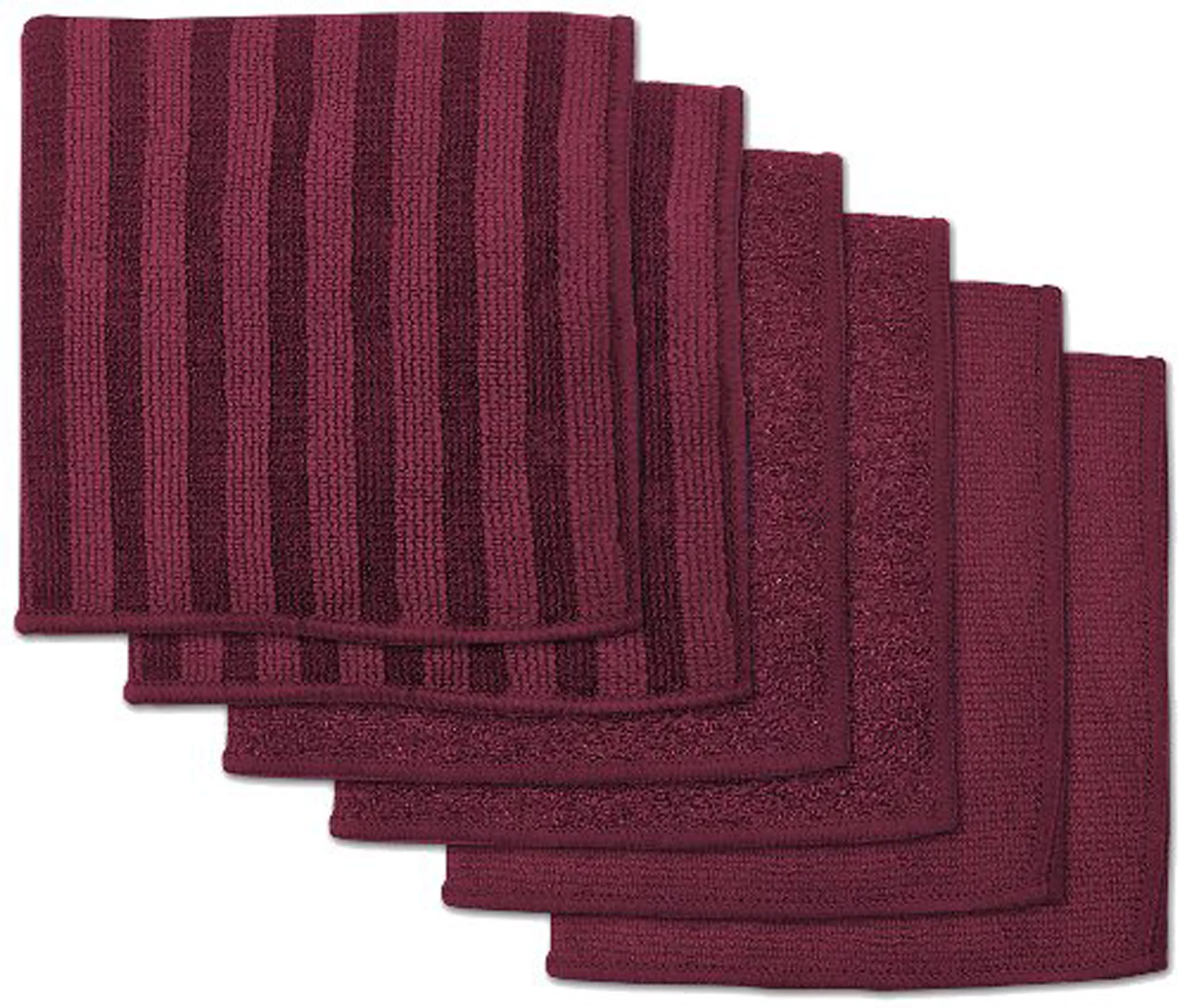 Contemporary Home Living Set of 6 Wine Red Microfiber Square Dish Towels 12” x 12”