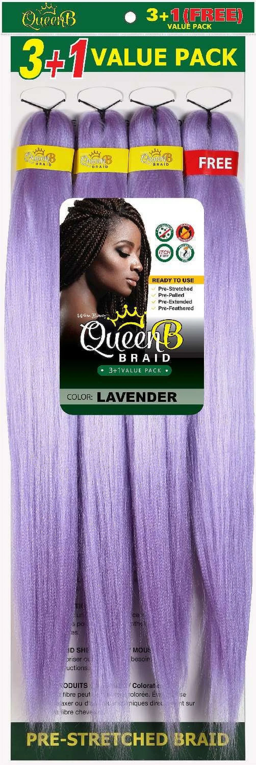 Urban Beauty Queen B Braid Synthetic 3 + 1 Value Pack 50 Inch Color LAVENDER