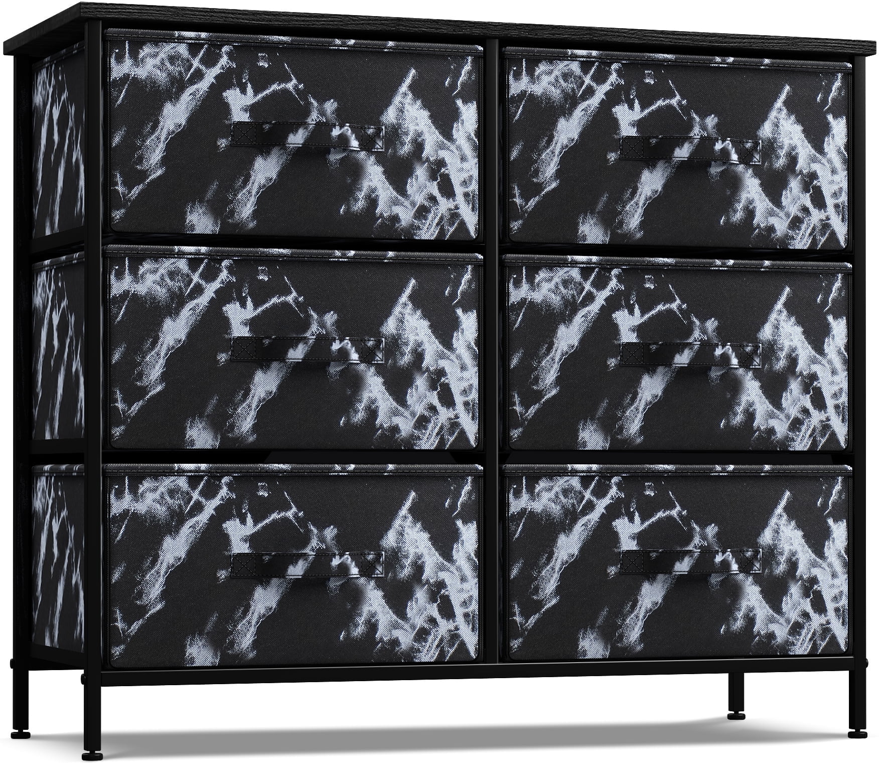 Sorbus Adult Medium-Density Fibreboard 6 Drawers Storage Chest, Black and Gray