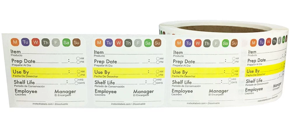 Universal Food Rotation Dissolvable Labels 2 x 2 Inch 500 Total Stickers on a Roll