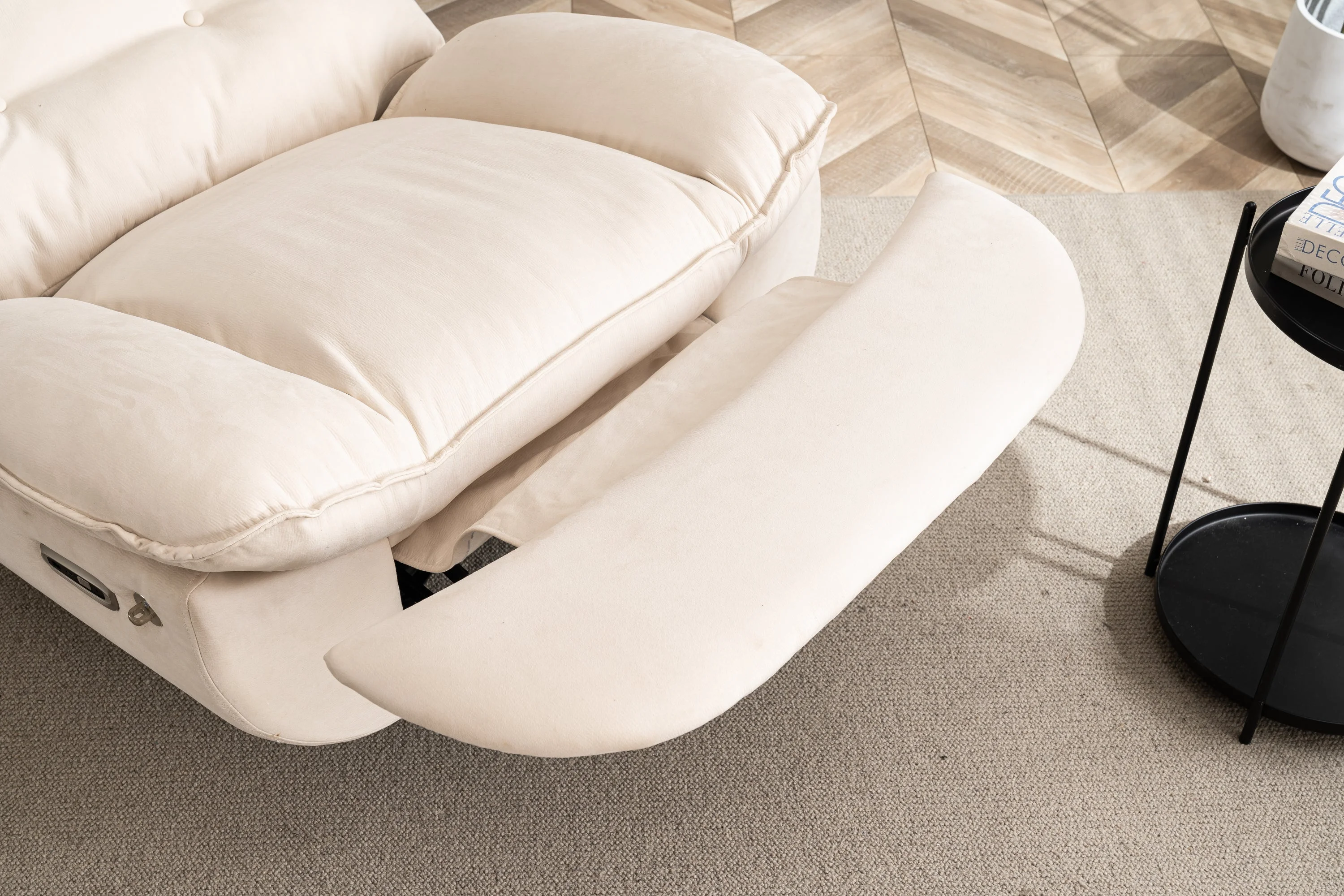 Clara Power Linen Recliner Swivel Glider USB Charger with Bluetooth  - Cream