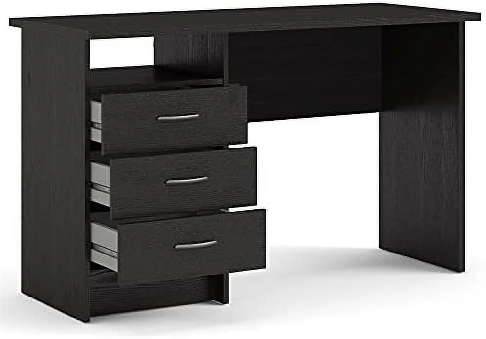 CKPFVY   Black Woodgrain Whitman Desk with 3 Drawers