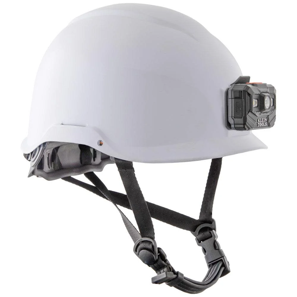 Klein Tools Safety Helmet Non-Vented-Class E With Rechargeable Headlamp White