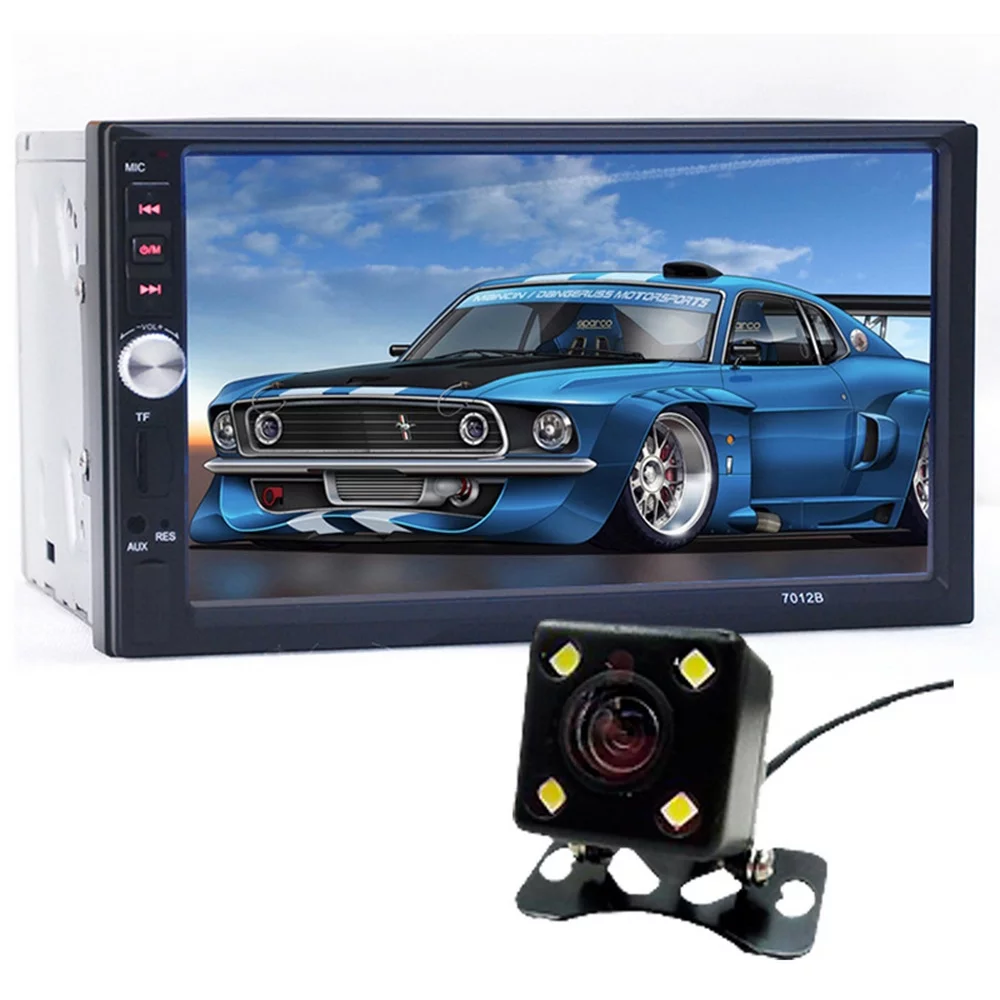 PolarLander Double Din Car Stereo Touch Screen Bluetooth Car Radio MP5 Player Car Audio Bluetooth Mirror Link Function With 4 LED Camera