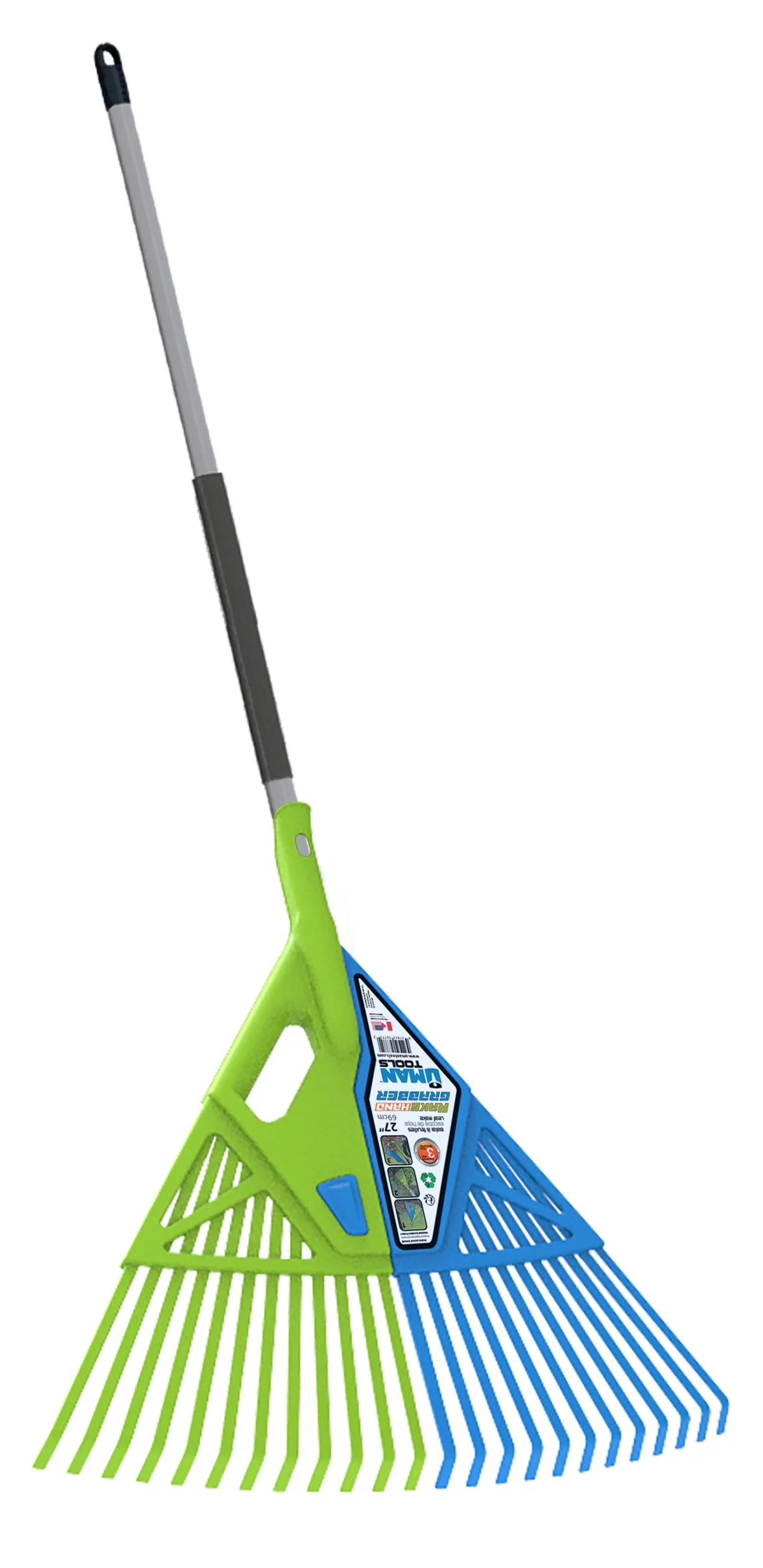 3 in 1 Leaf /Lawn Rake & Grabber with Telescopic Metal Handle