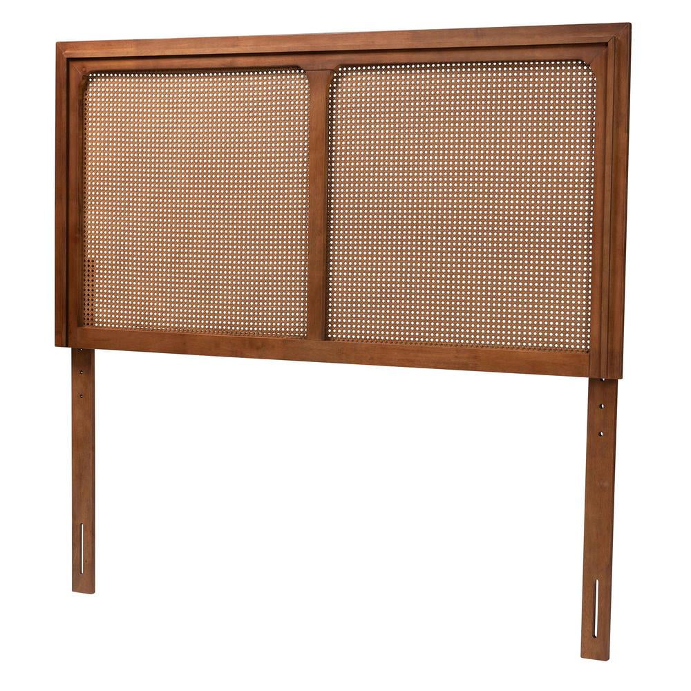 Baxton Studio Prewitt Wood & Rattan King Size Headboard in Ash Walnut