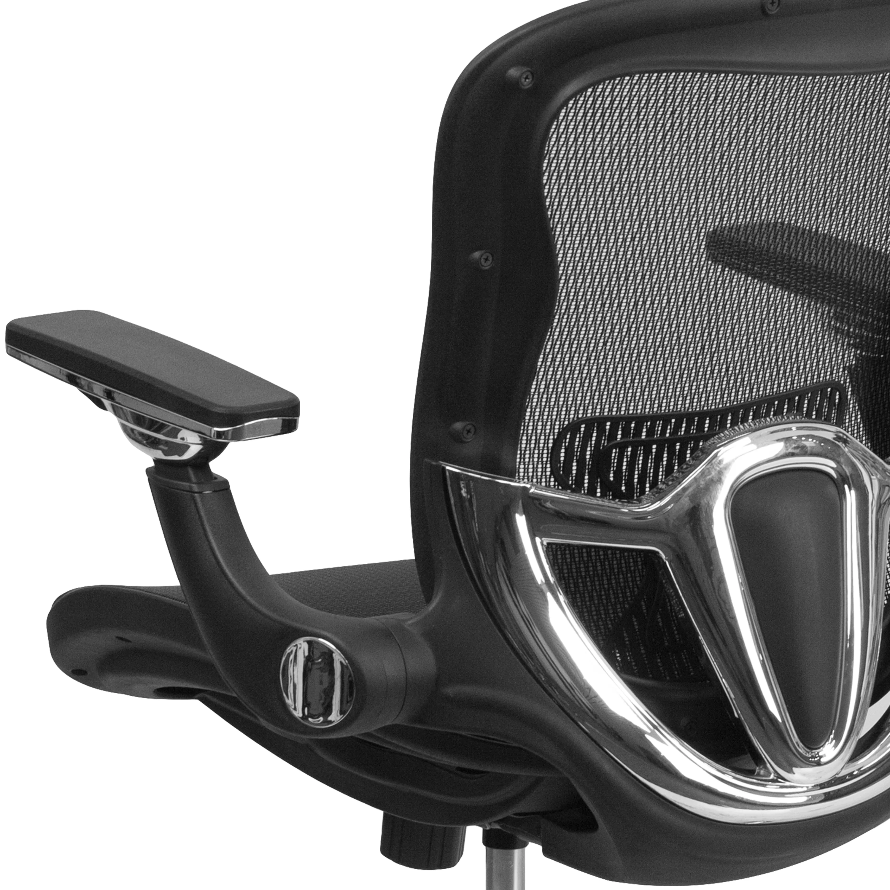 Emma + Oliver Mid-Back Transparent Black Mesh Synchro-Tilt Swivel Ergonomic Office Chair