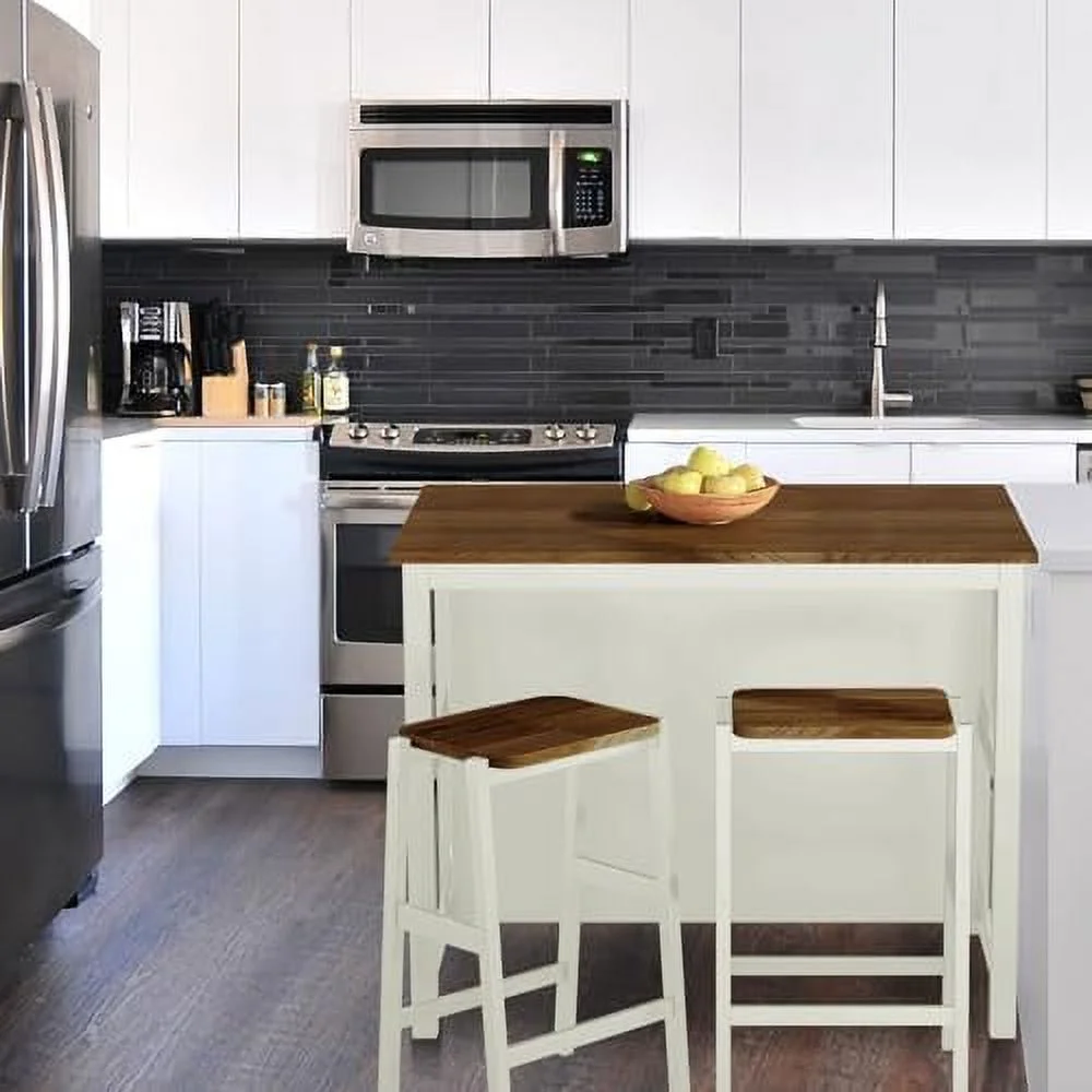 GEROBOOM 3 Piece Dining Table Set  Retro Breakfast Table Set with 2 Dining Stools and  Shelves  Wood Dining Table Set for Small Space  Kitchen Table Set for 2  Black