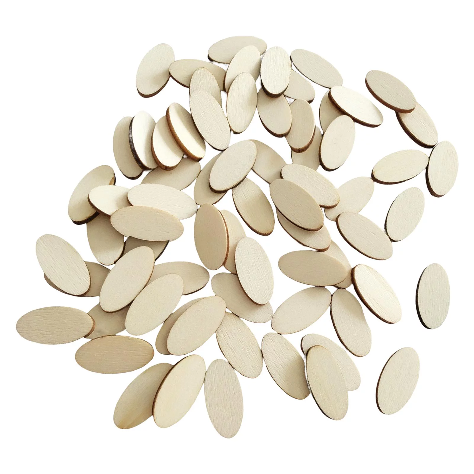 100 Pieces Natural Oval Shapes Wooden Craft Ornaments Cutout Embellishments